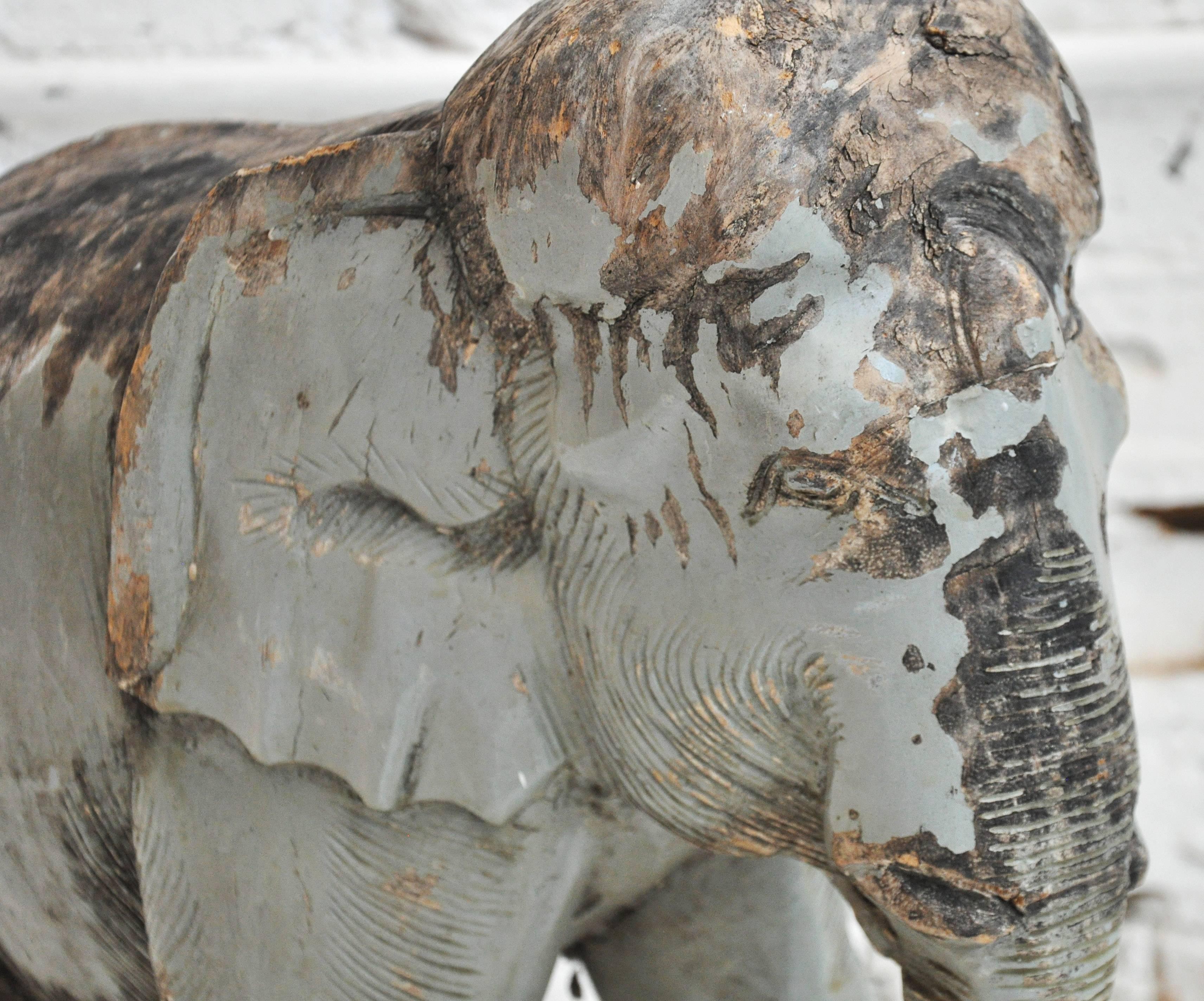 Elephant carved and with a fabulous aged patina.