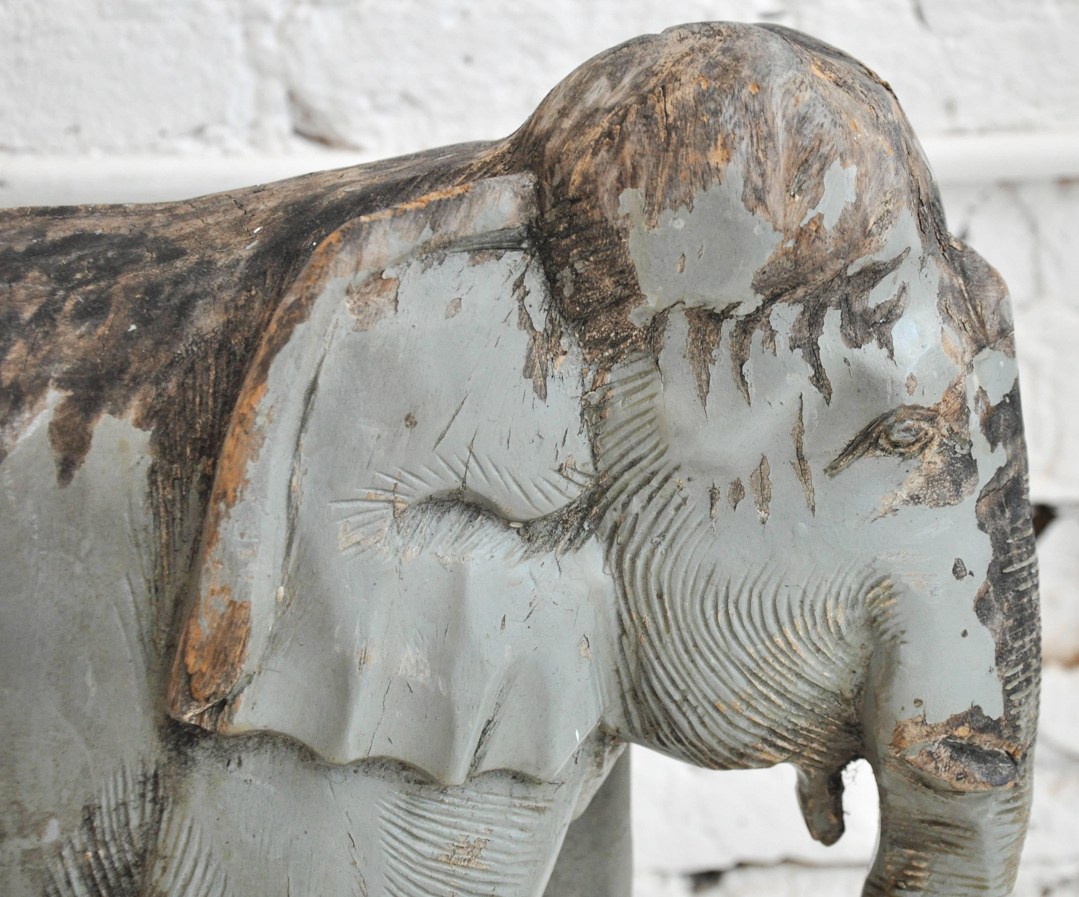 Mid-20th Century Charming Vintage Carved Elephant
