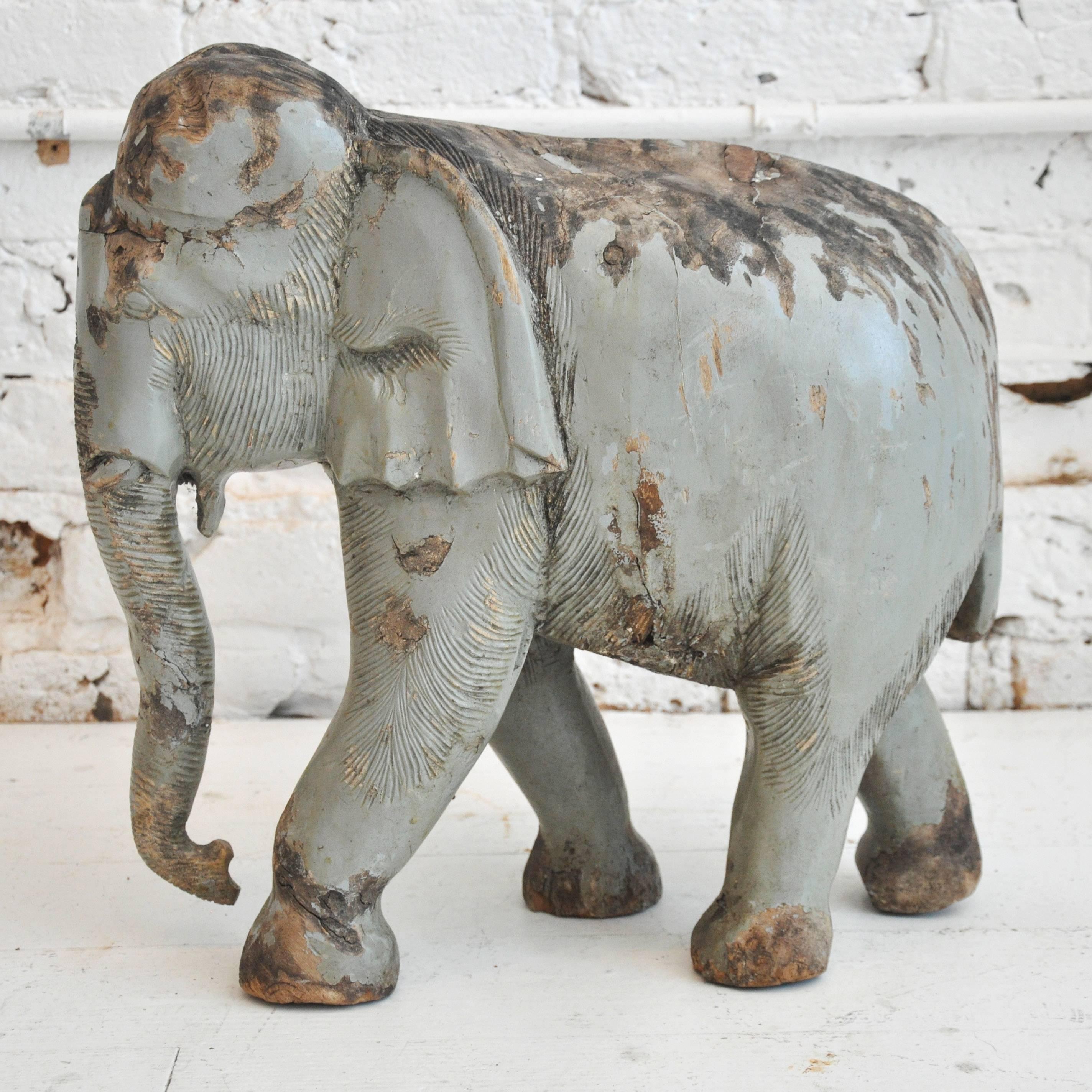 Charming Vintage Carved Elephant 1