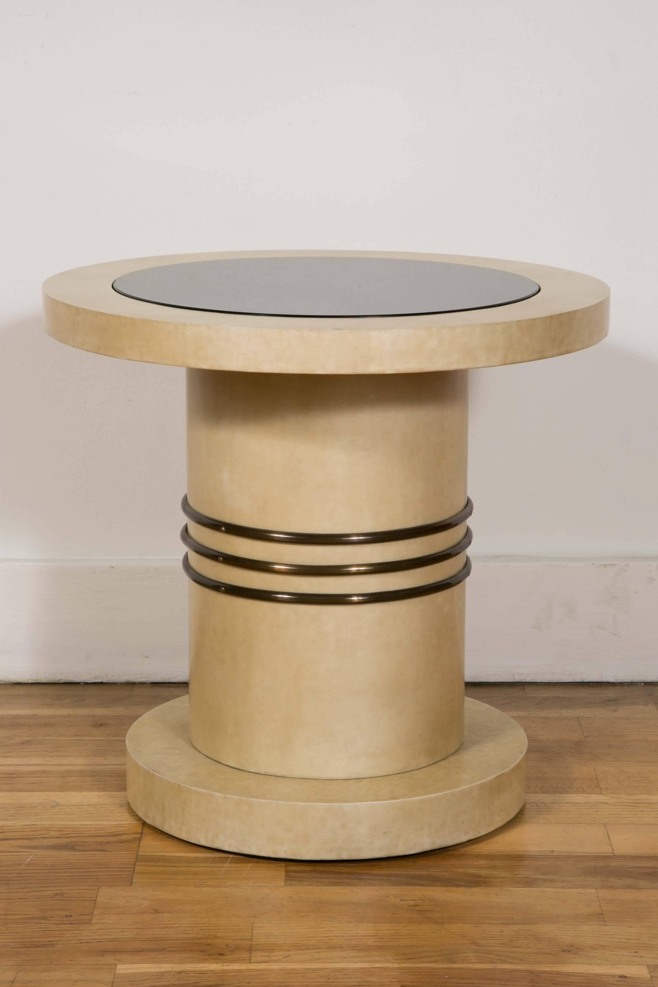 Beautiful Pair of Side Tables by Jacques Adnet, Art Deco, circa 1930 In Good Condition In Paris, FR