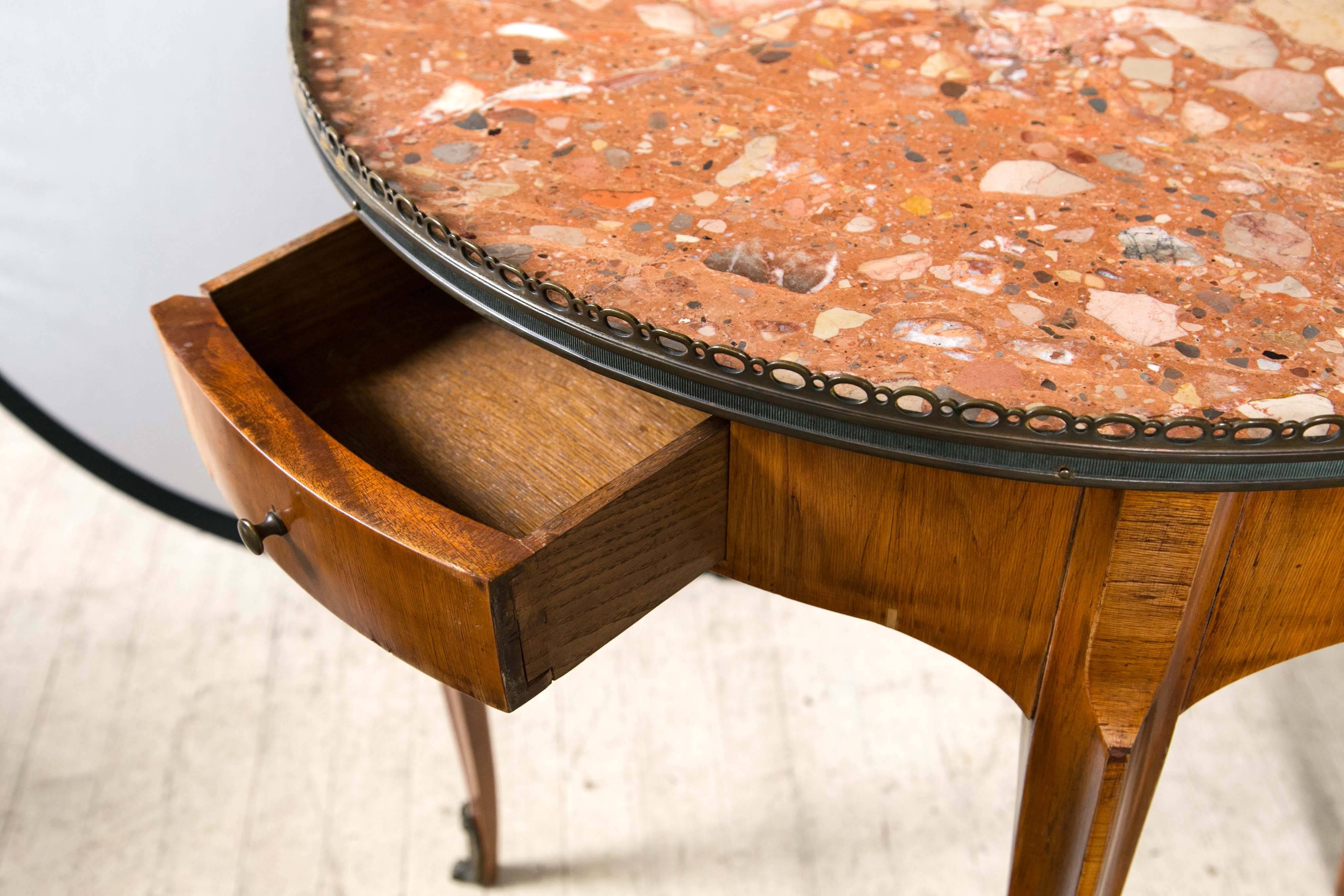 French Marble-Topped Galleried Gueridon Table For Sale