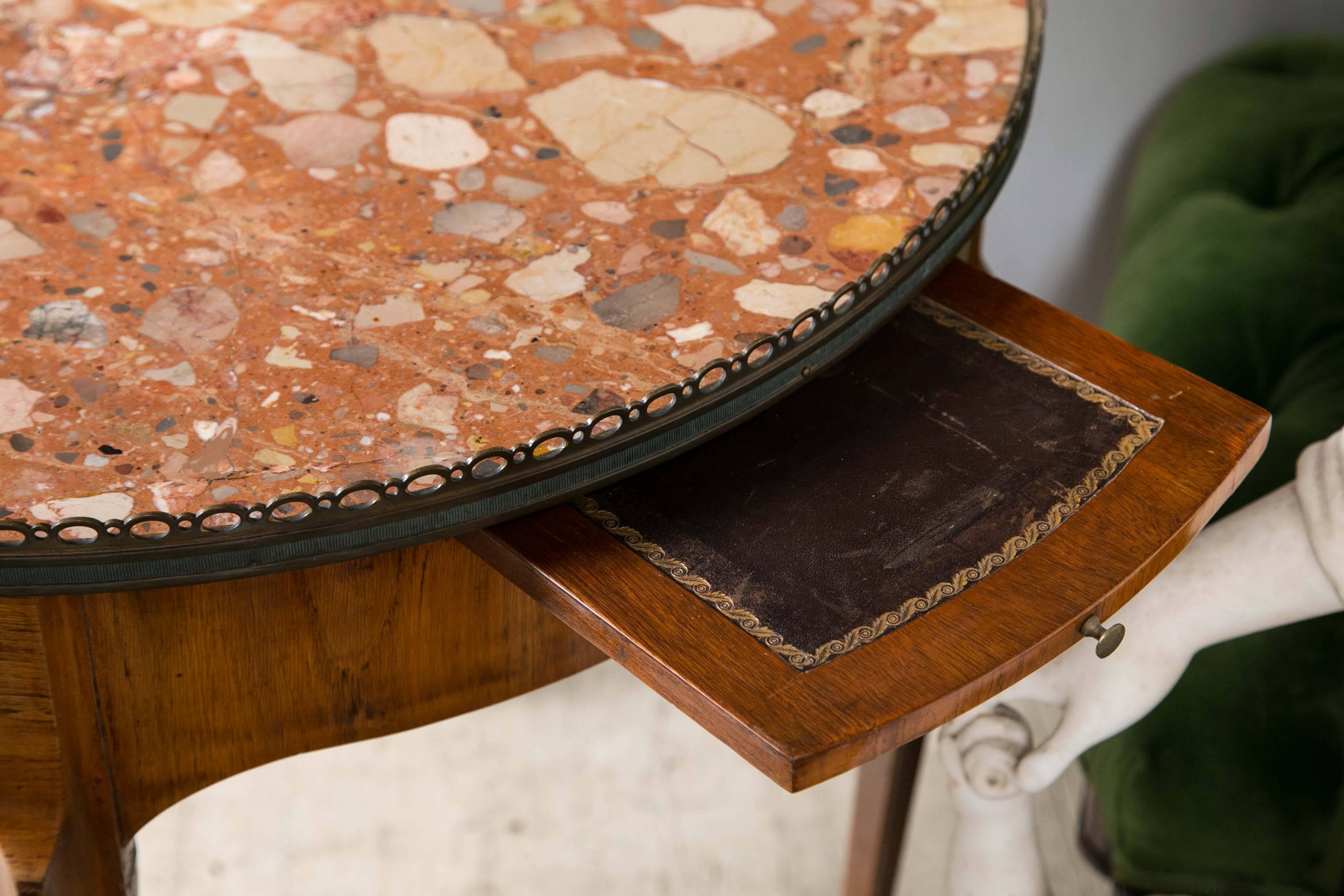 Marble-Topped Galleried Gueridon Table For Sale 1