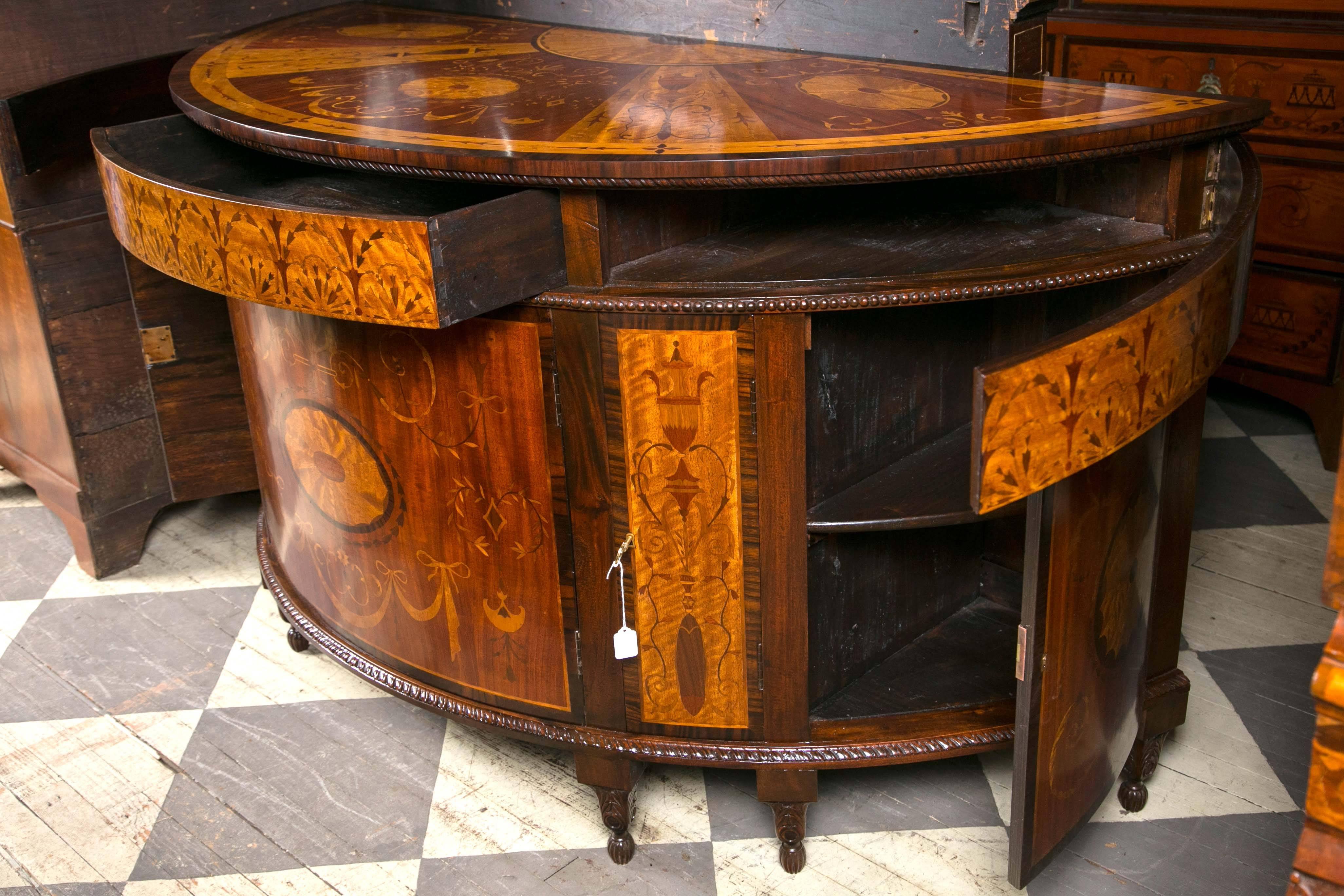 Large Inlaid Sideboard Cabinet For Sale 2