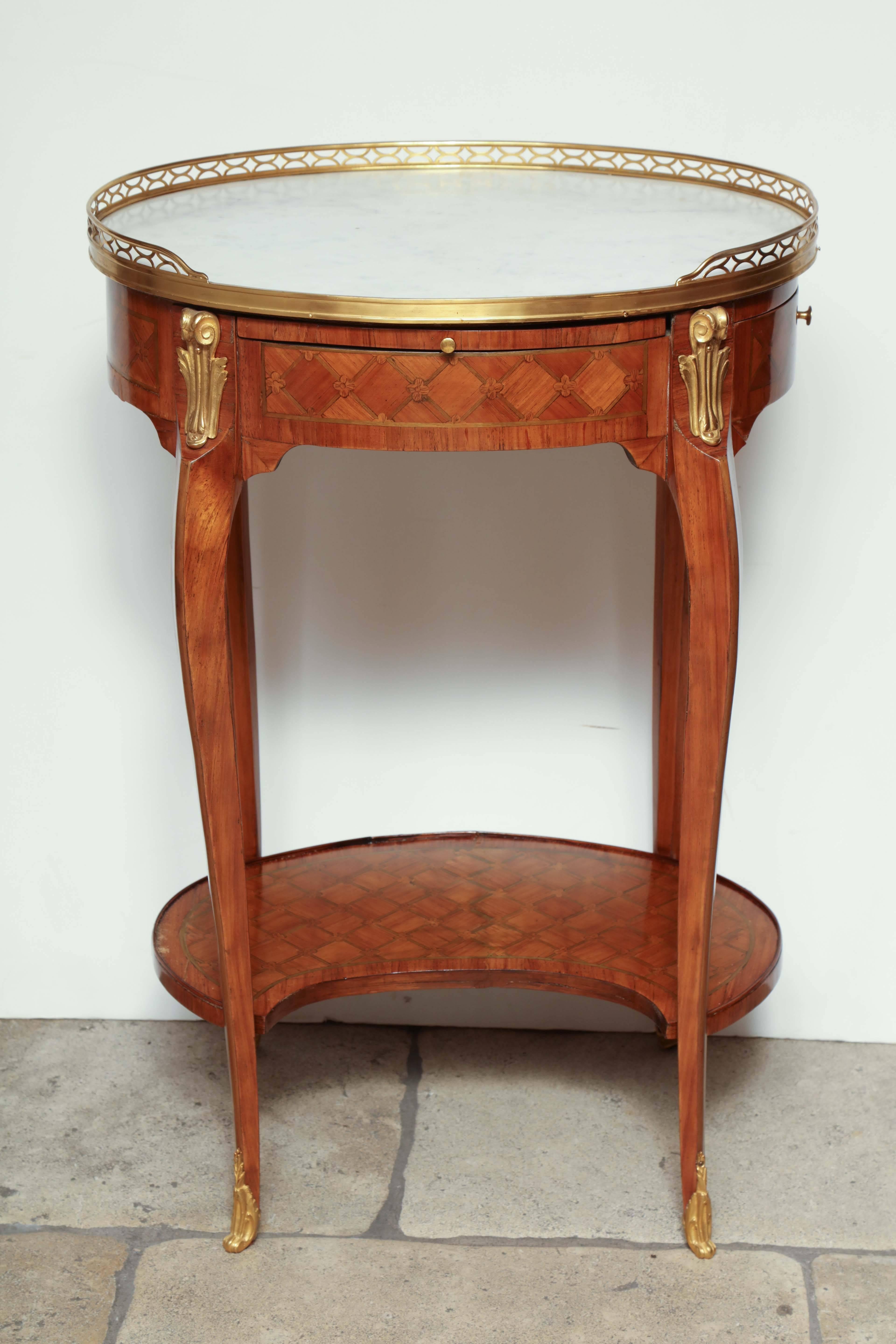 19th Century Pair of French Marble-Top Side Tables