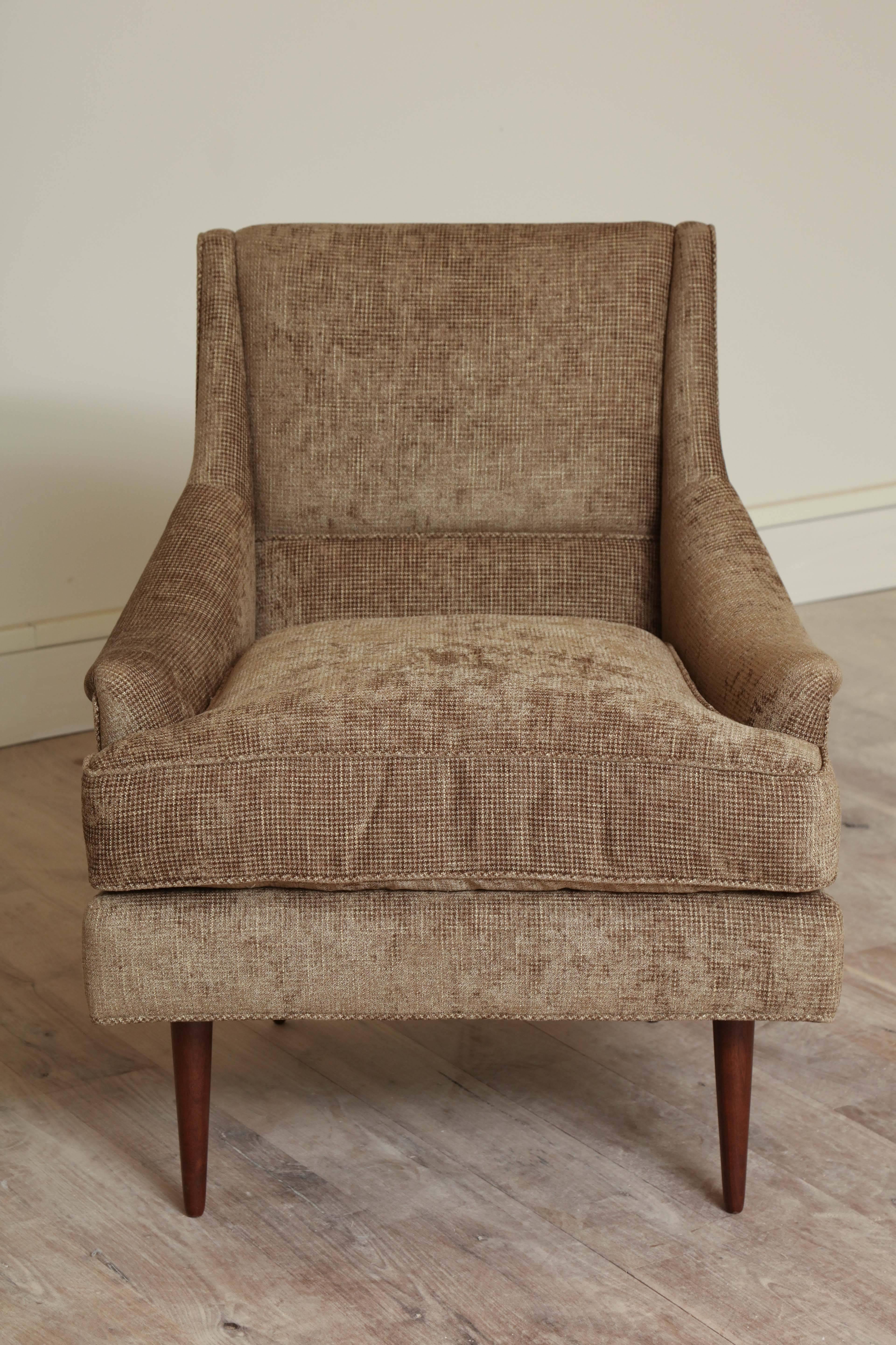 Armchair in the manner of Paul McCobb, circa 1960 upholstered in mink check chenille.