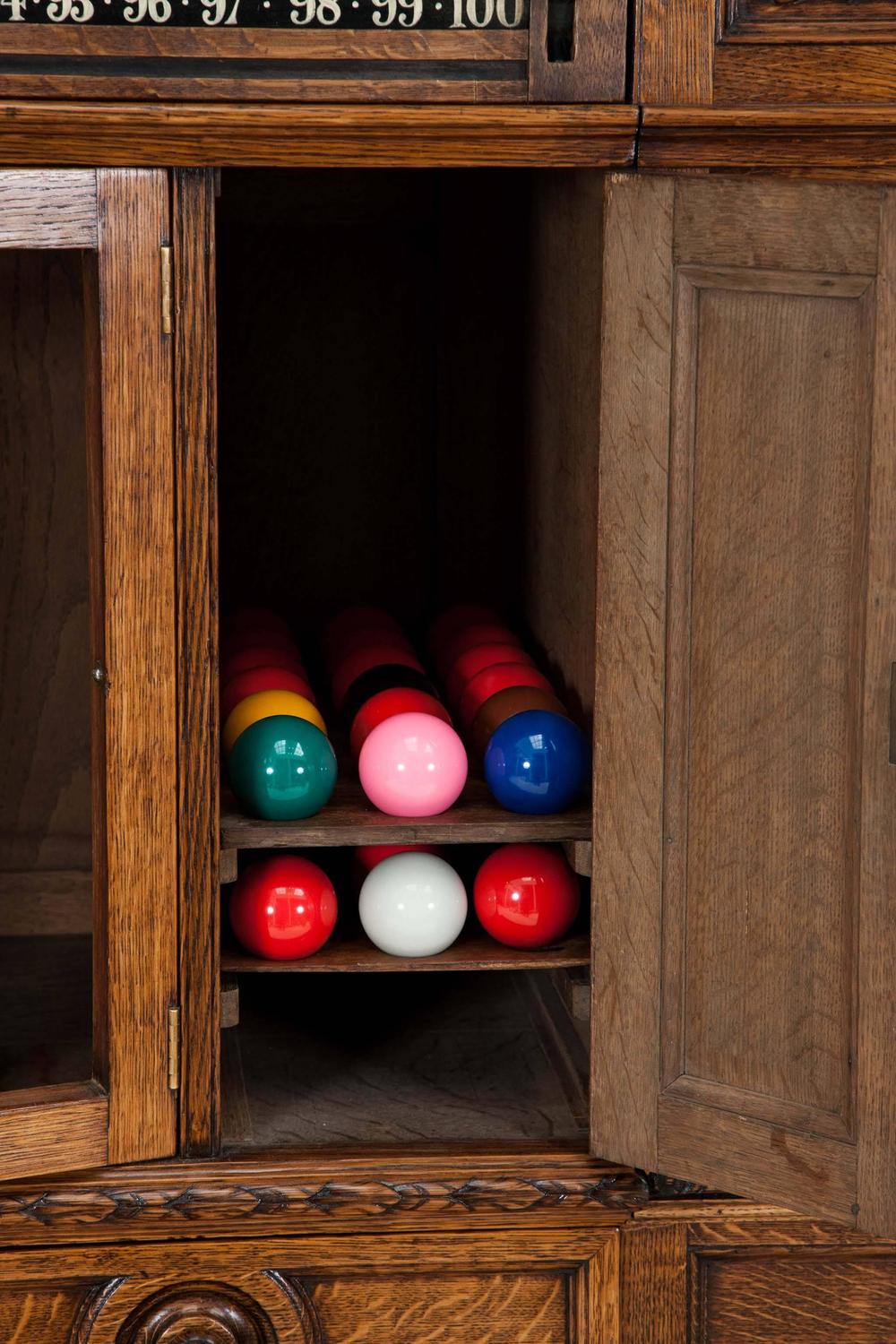 Victorian Carved Oak Billiards by Thurston and Co. of London