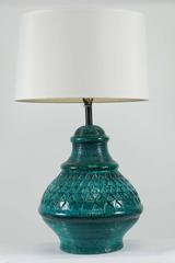 Large Turquoise Green Pottery Mid-Century Lamp