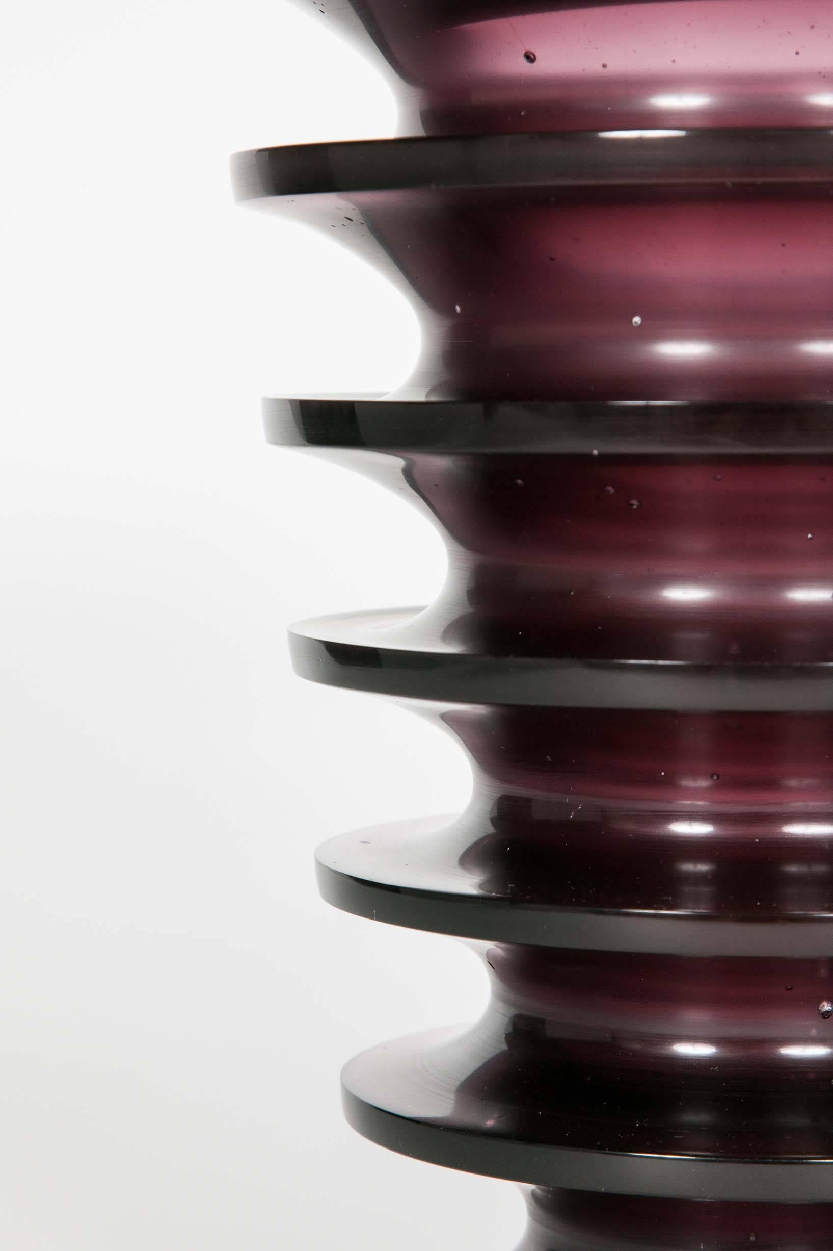 Modern Leila, a unique dark purple / blackberry coloured glass vase by Paul Stopler