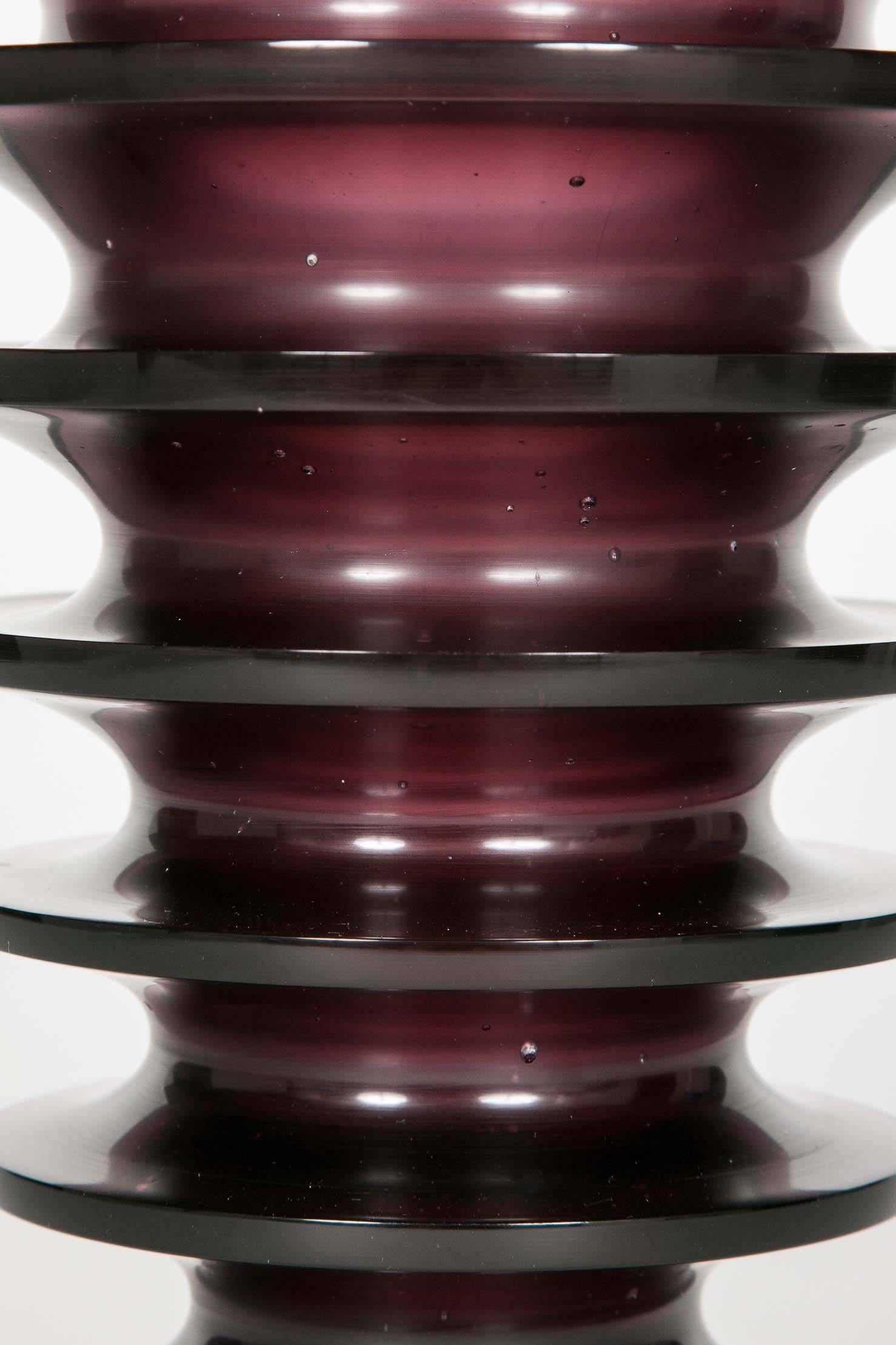 British Leila, a unique dark purple / blackberry coloured glass vase by Paul Stopler