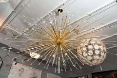 Giant Glass Teardrop and Rod Sputnik Chandelier