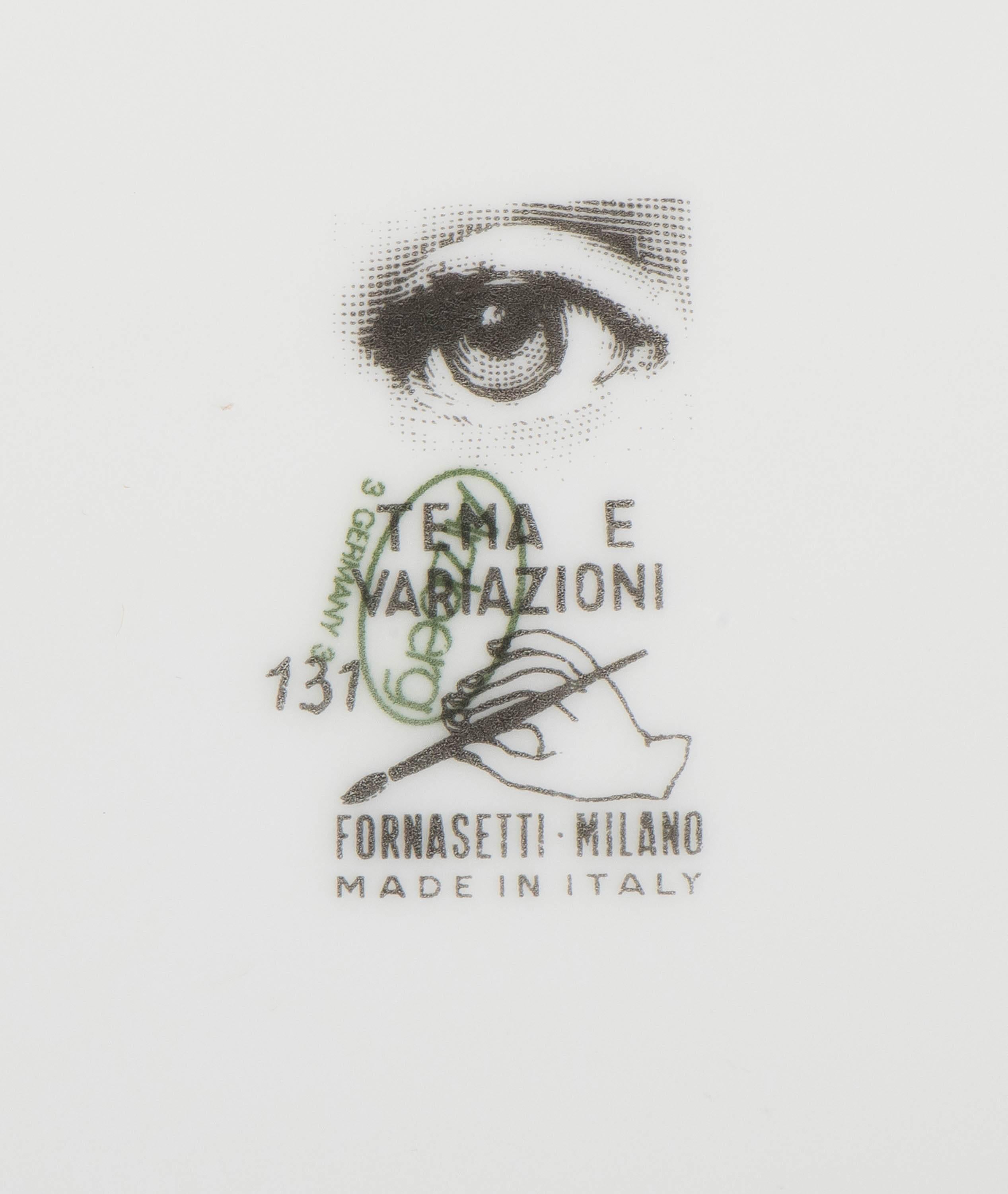 Late 20th Century Atelier Fornasetti porcelain plate number 131, Italy circa 1990