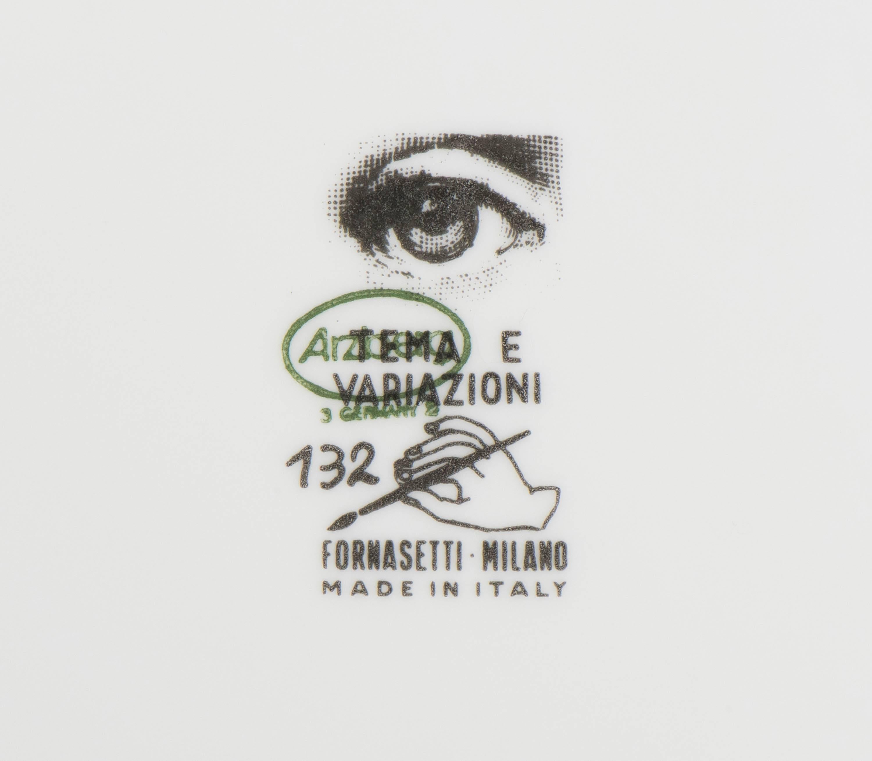 Late 20th Century Atelier Fornasetti porcelain plate number 132, Italy circa 1990