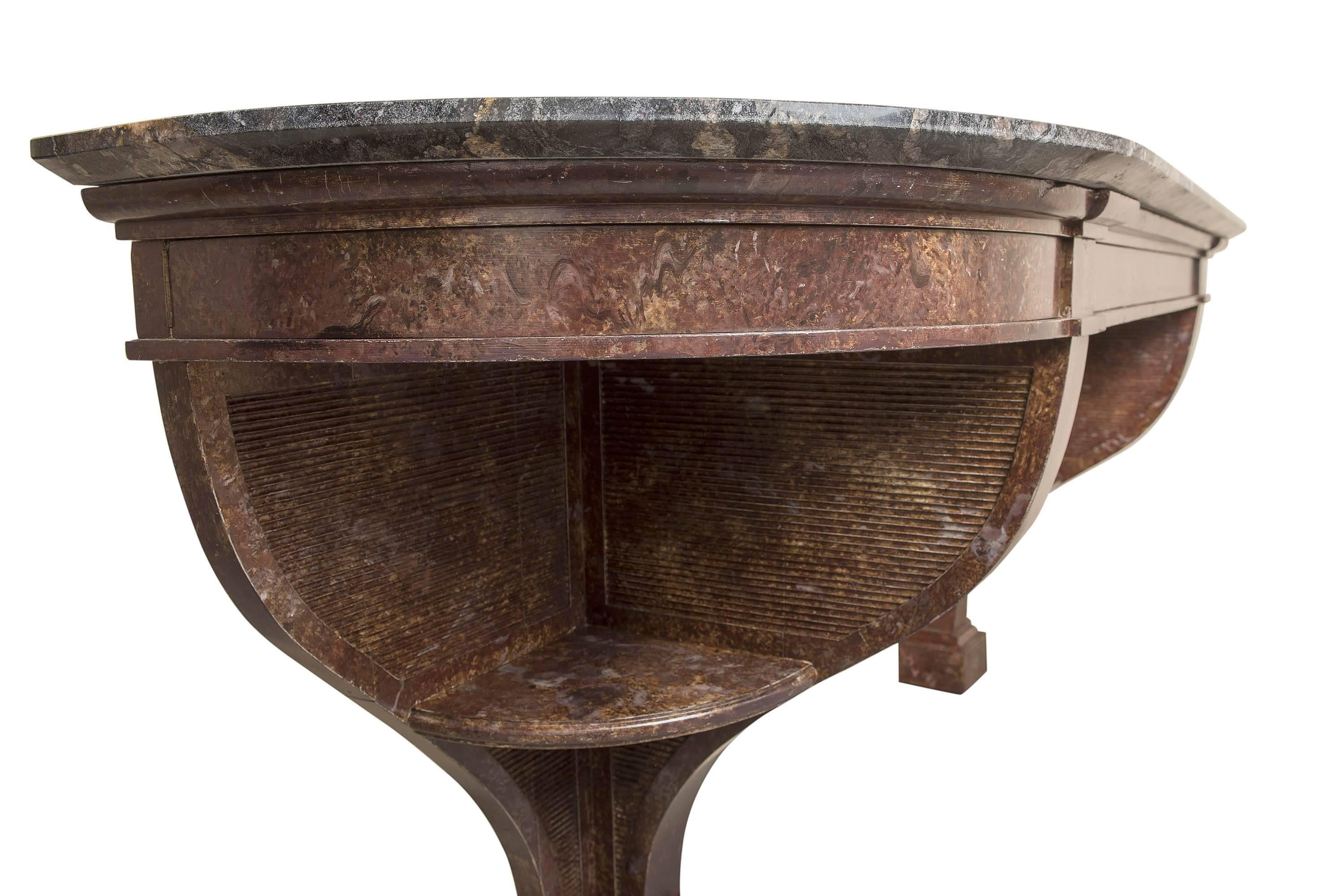 French Console table  with granite top, France circa 1920 For Sale