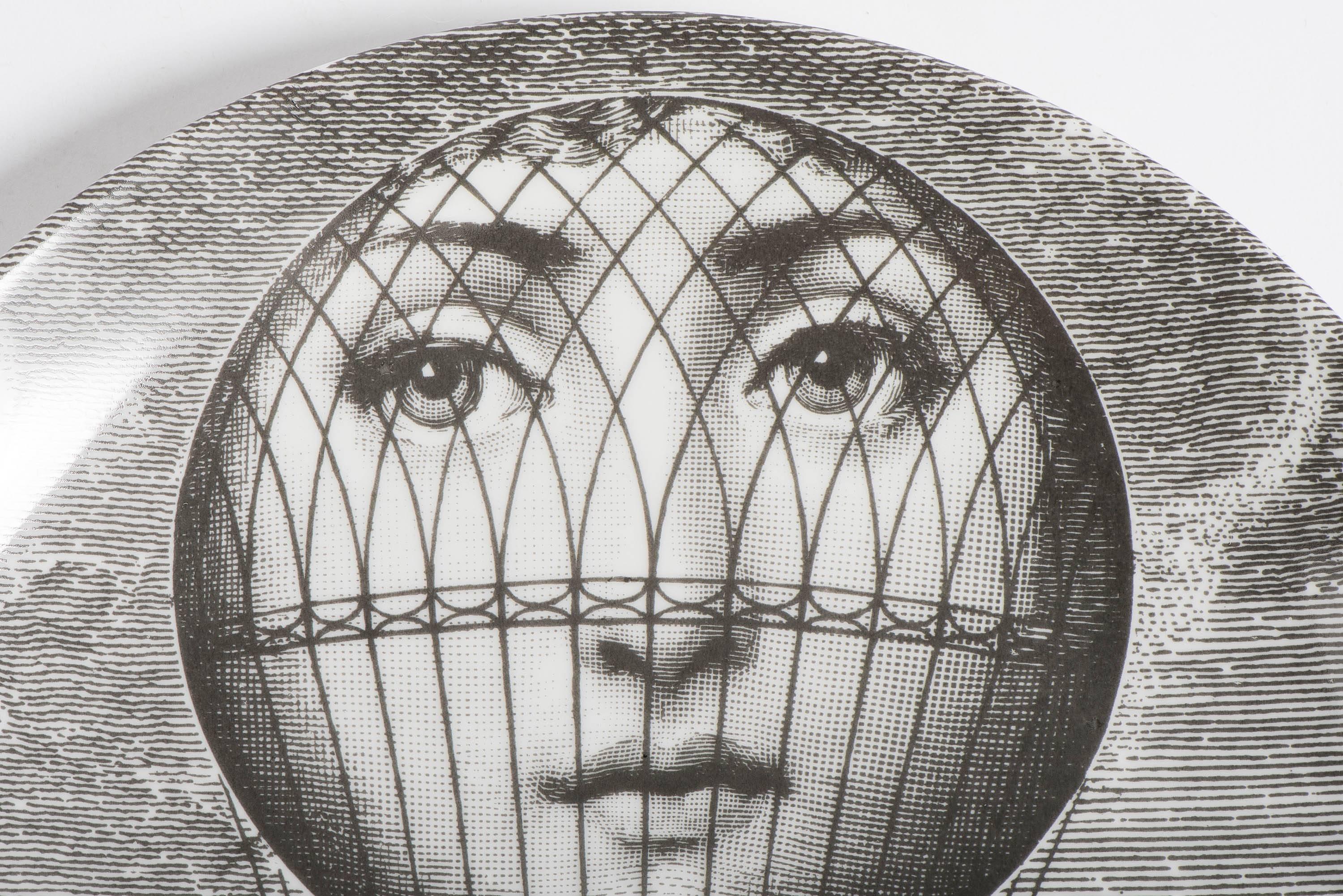 Italian Atelier Fornasetti porcelain plate number 93, Italy circa 1990