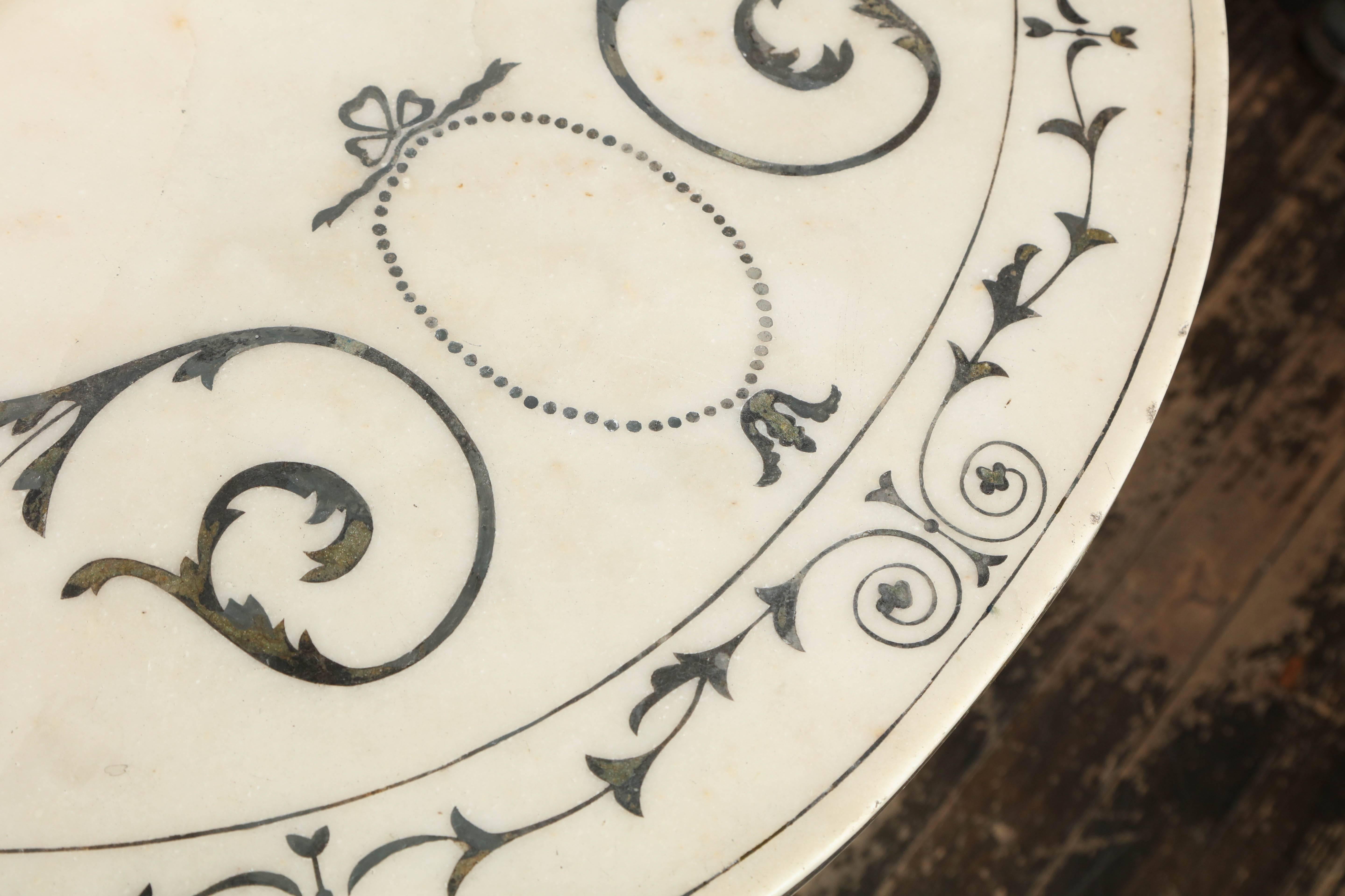 Late 18th Century English, Gilded Console with Intarsia Marble Top In Excellent Condition In New York, NY