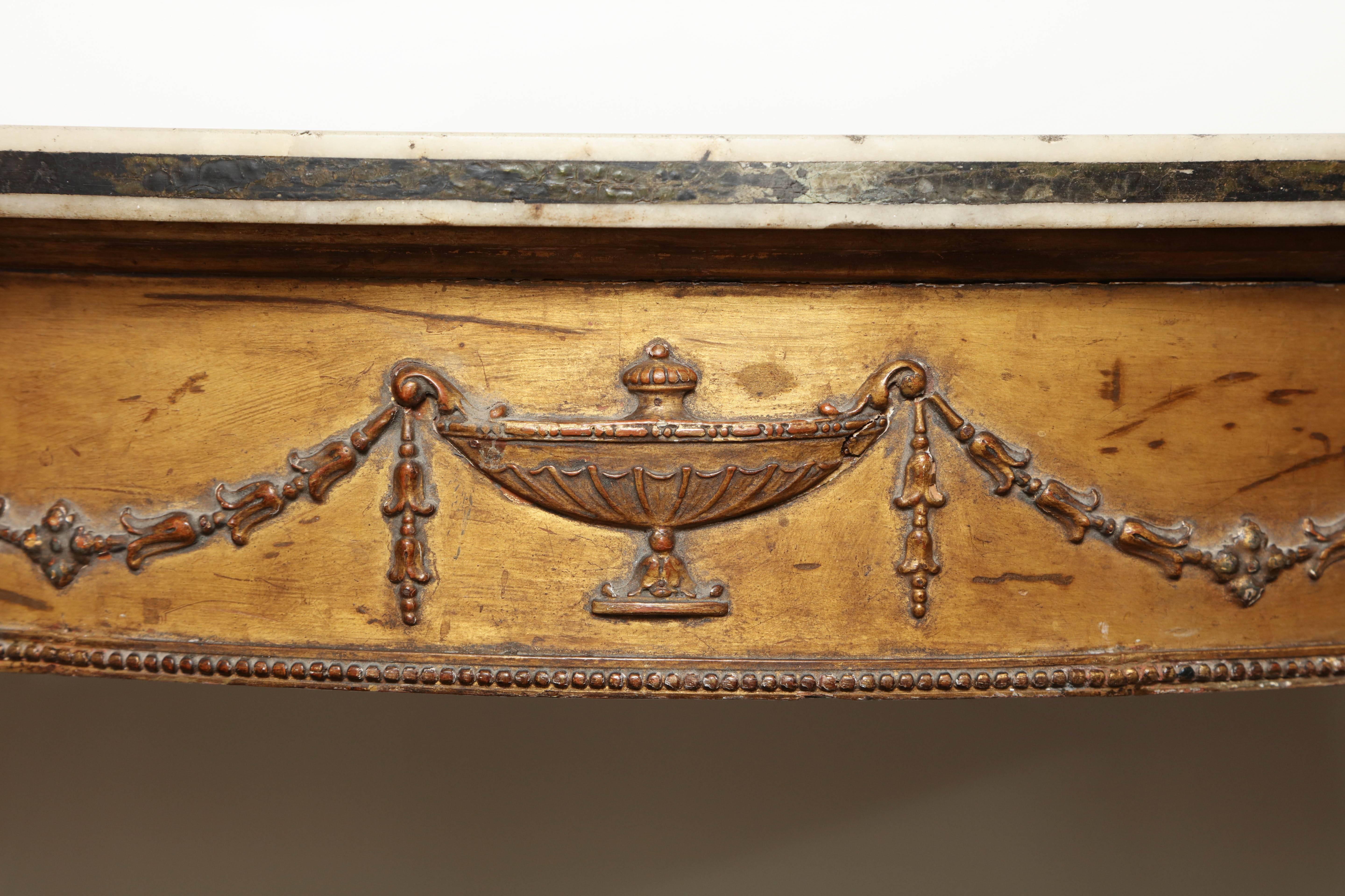 Late 18th Century English, Gilded Console with Intarsia Marble Top 3