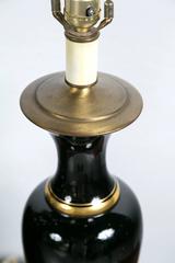 Black Opaline Lamps with Gilt Decoration