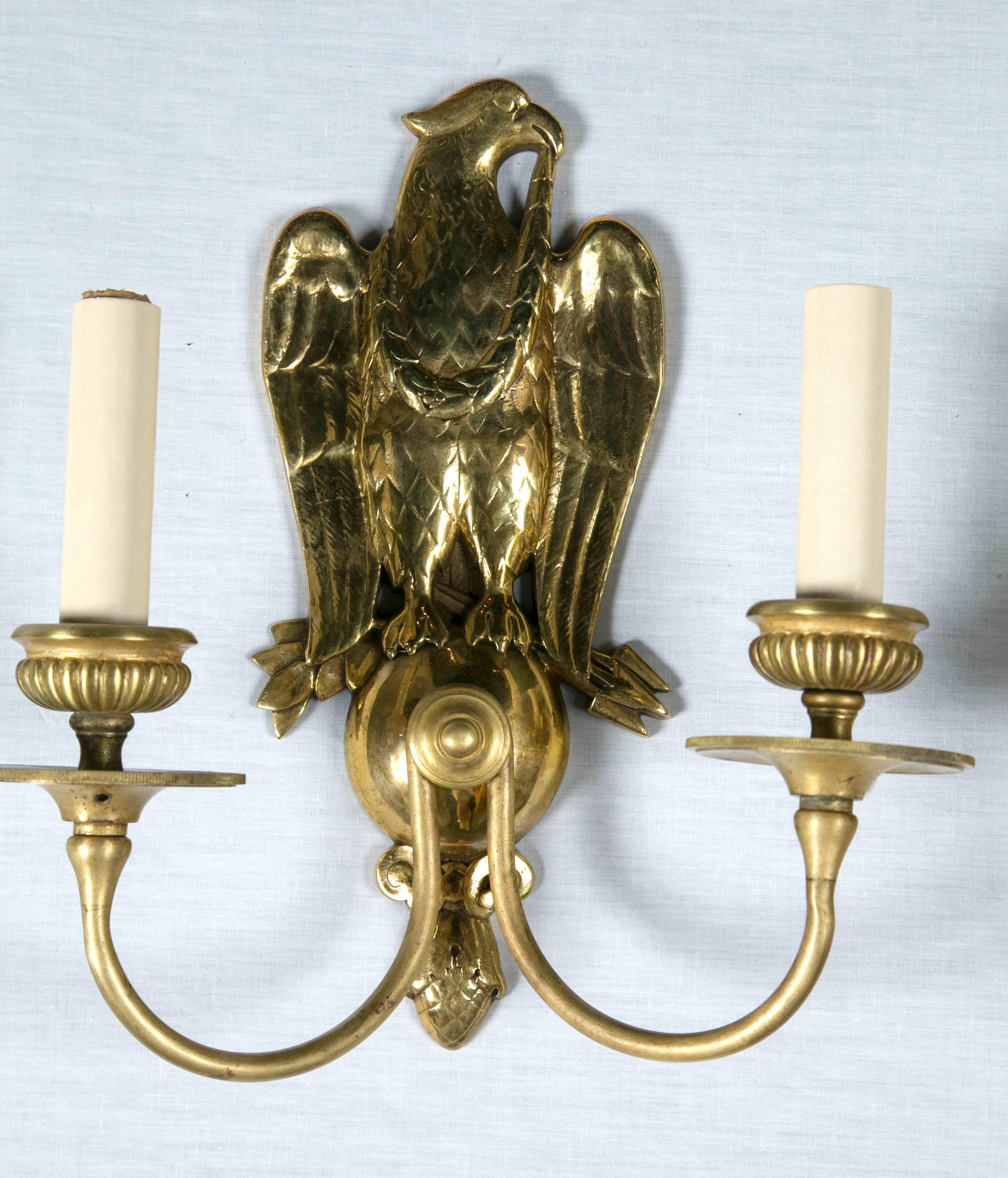 American Federal Style Gilt Bronze Sconces For Sale