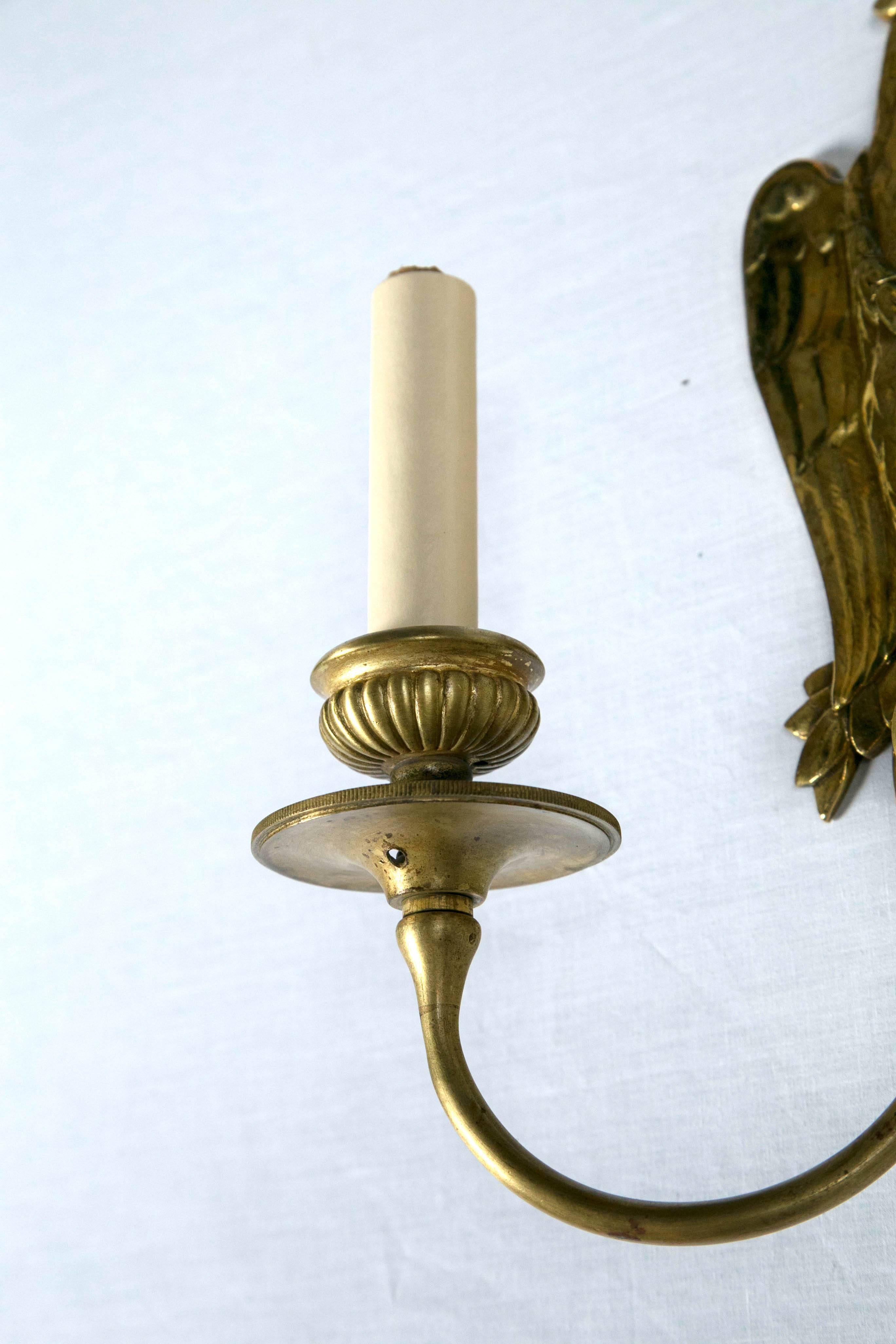20th Century Federal Style Gilt Bronze Sconces For Sale