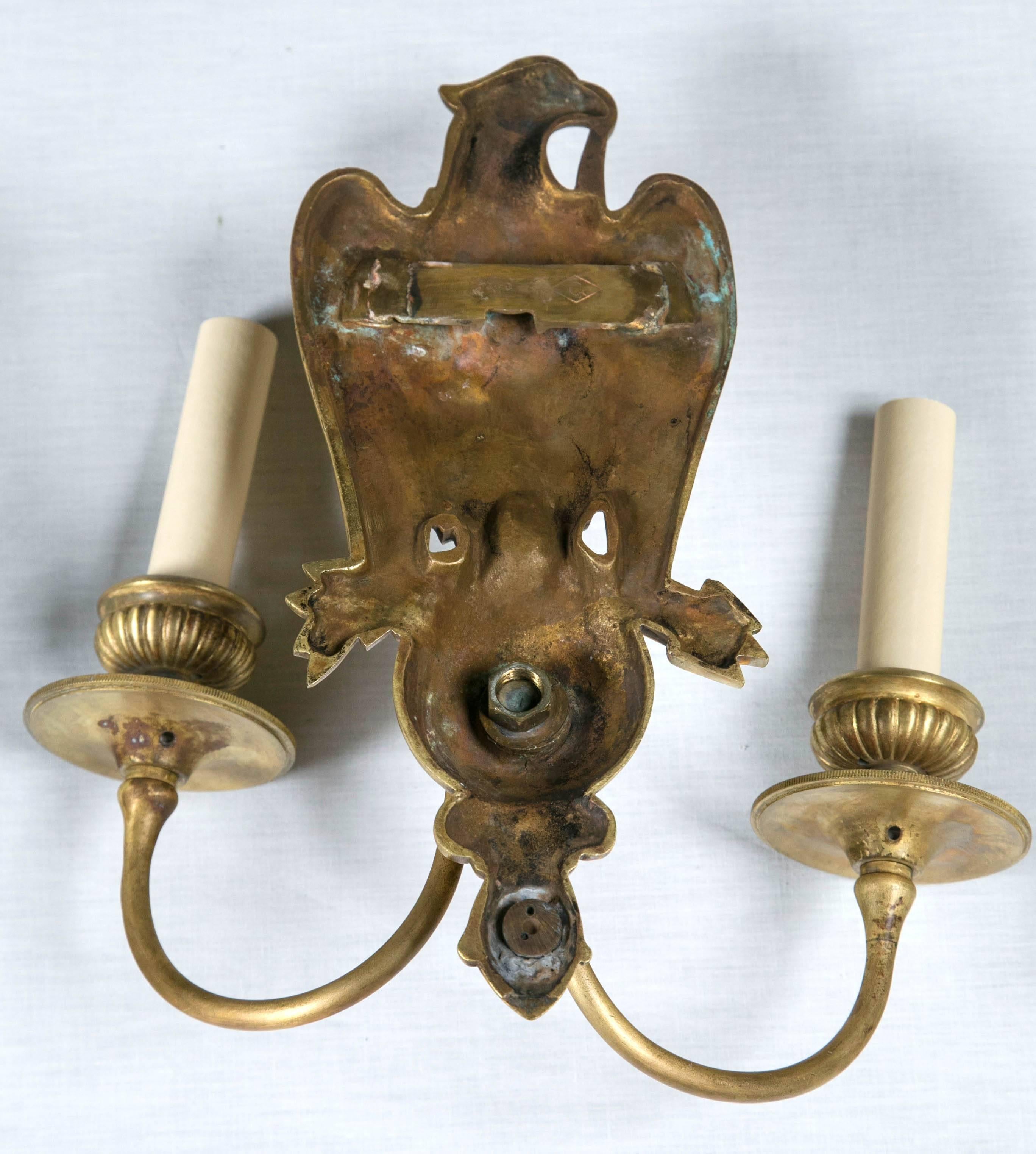 Federal Style Gilt Bronze Sconces For Sale 2