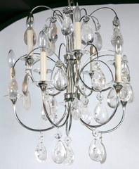 Set of Four French Nickel-Plated Chandeliers