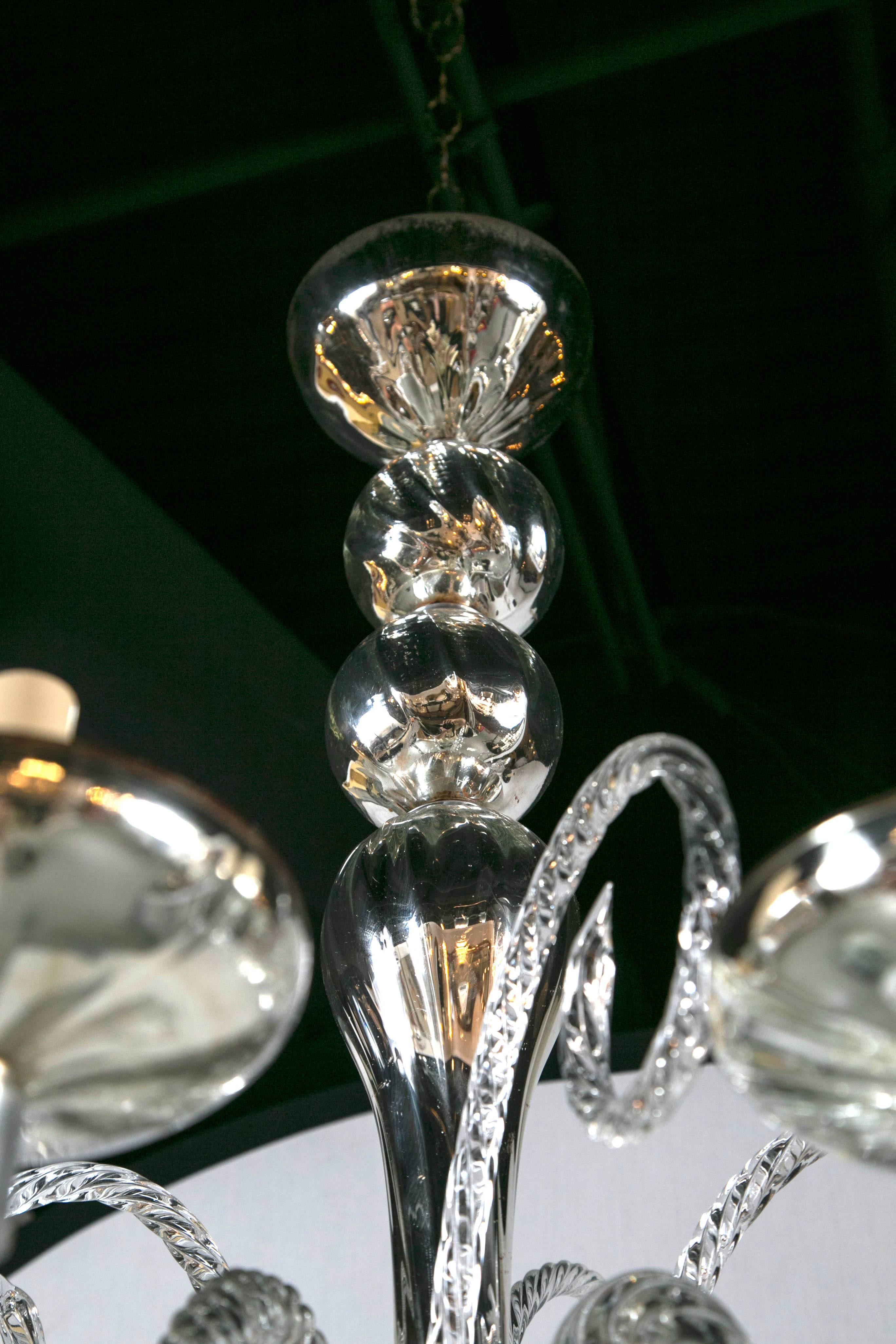 20th Century Pair of French Mercury Glass Chandeliers For Sale