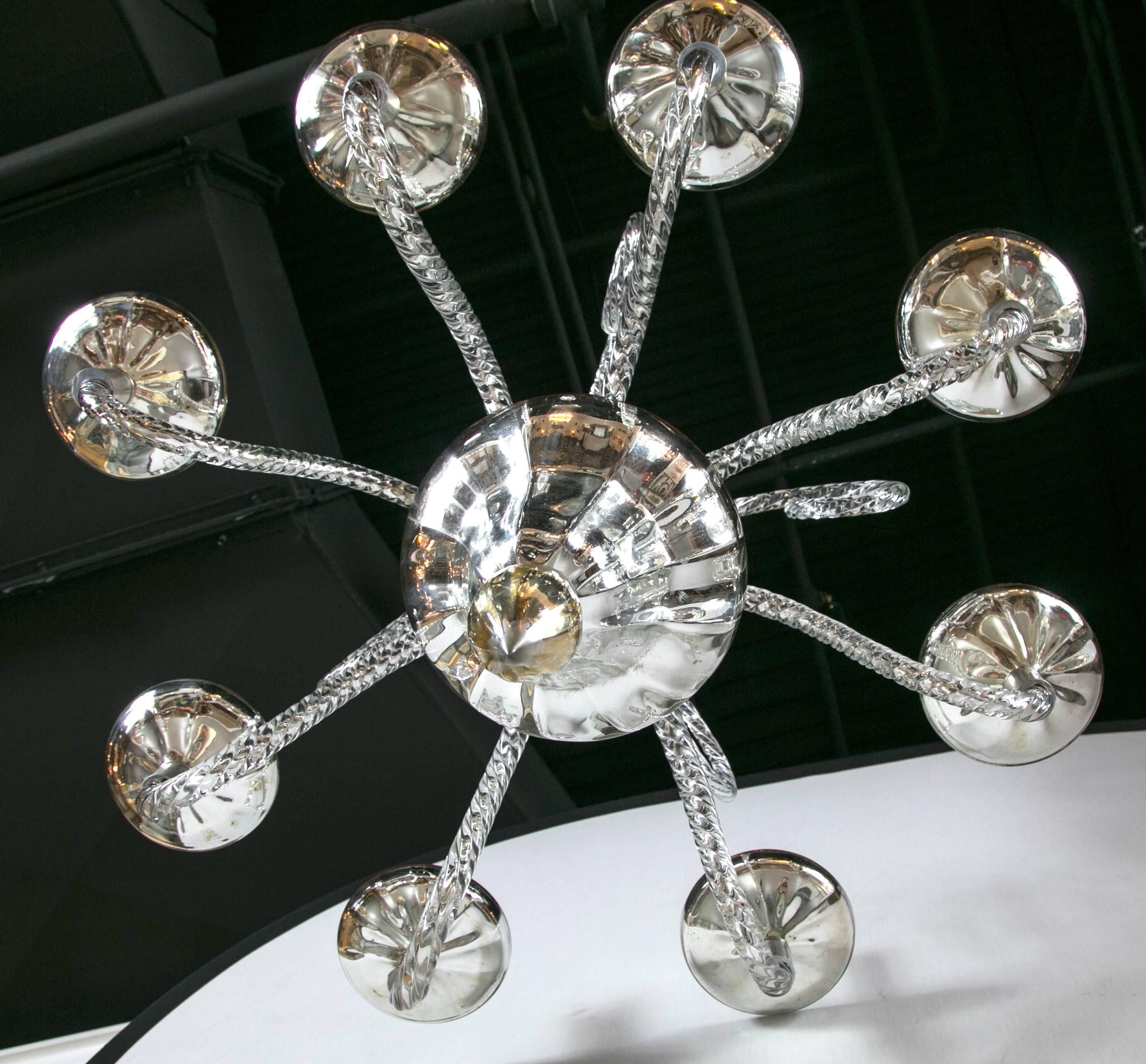 Pair of French Mercury Glass Chandeliers For Sale 2