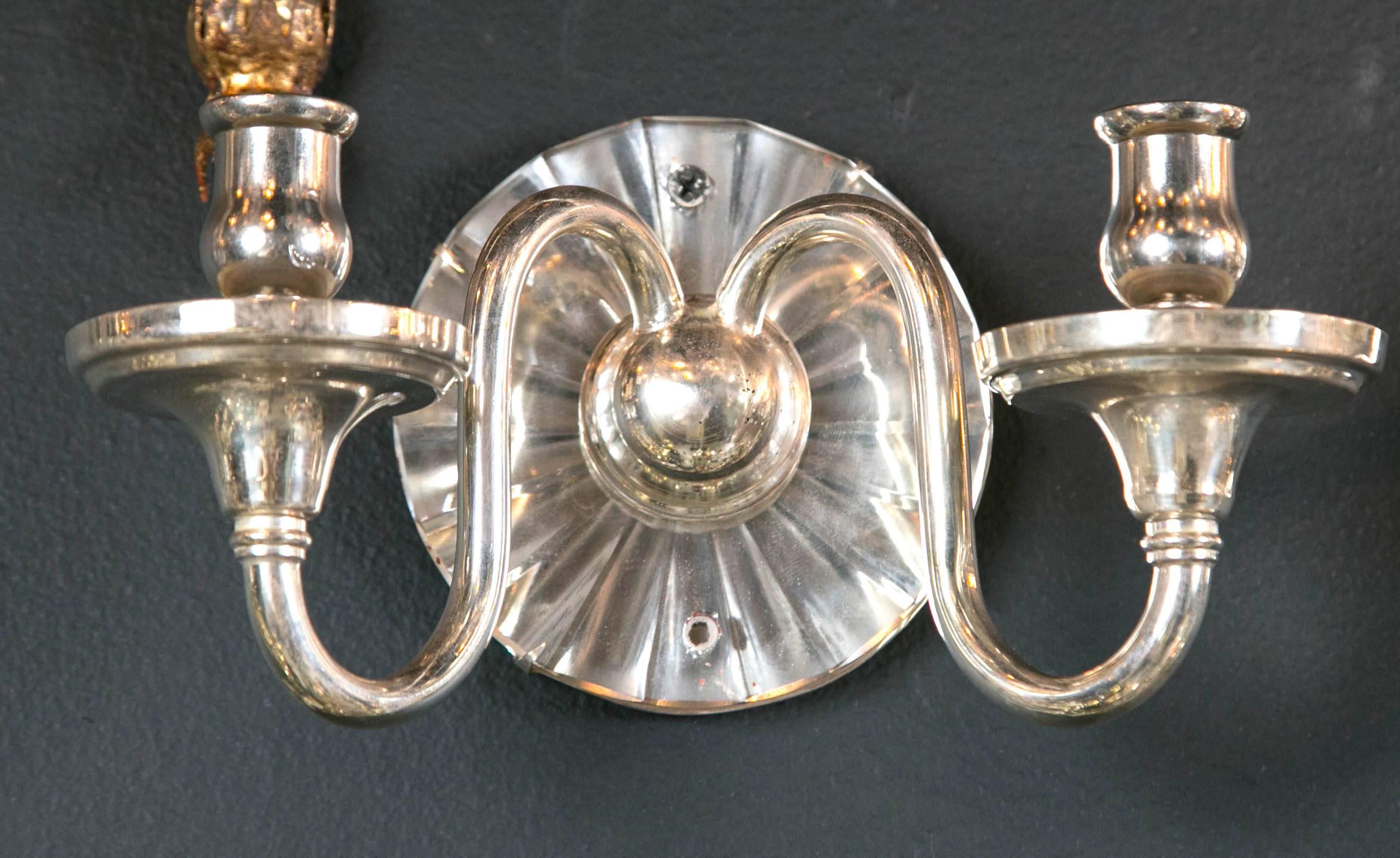 American Caldwell Sconces with Mirrored Backplate For Sale