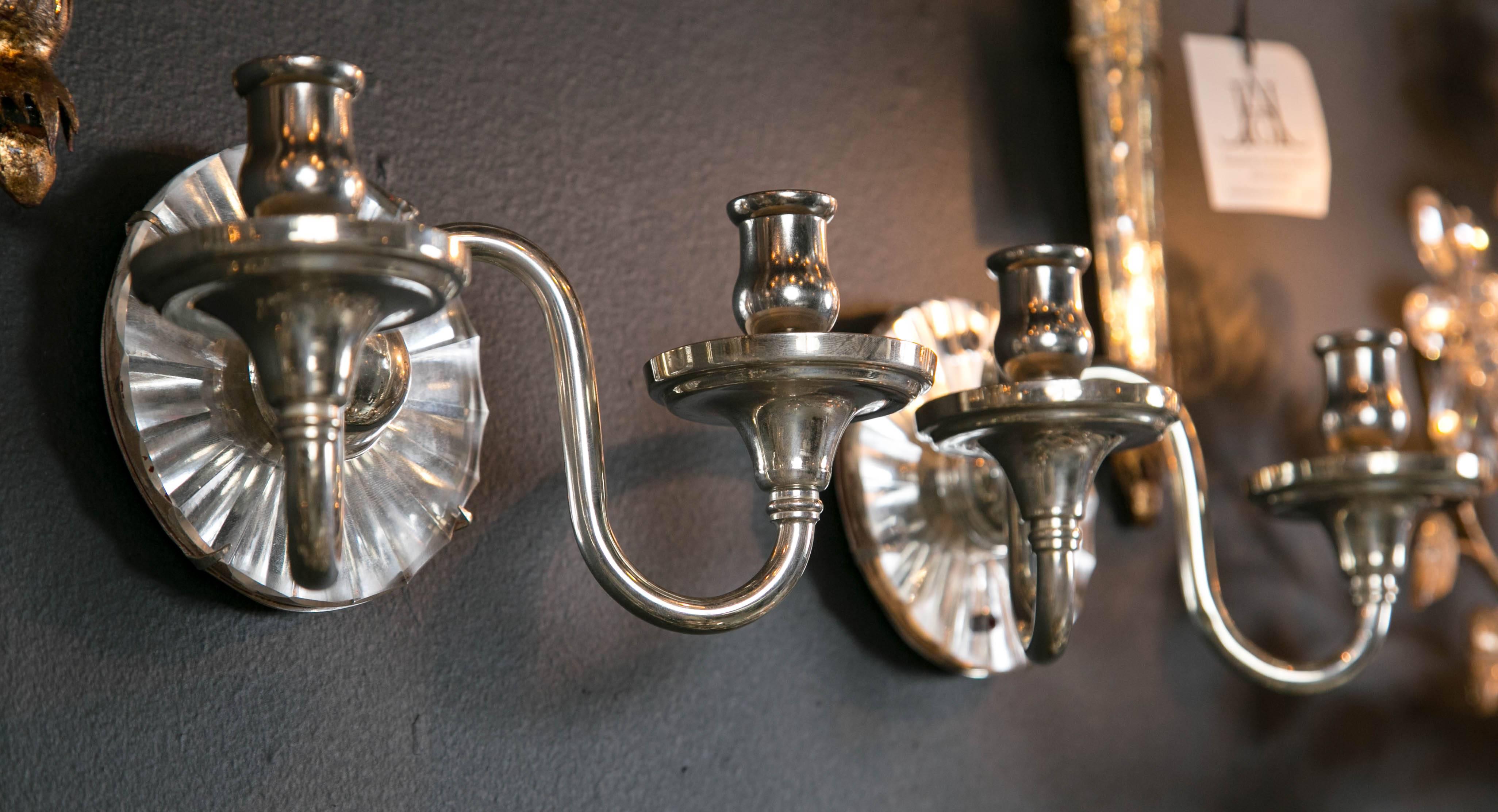 20th Century Caldwell Sconces with Mirrored Backplate For Sale