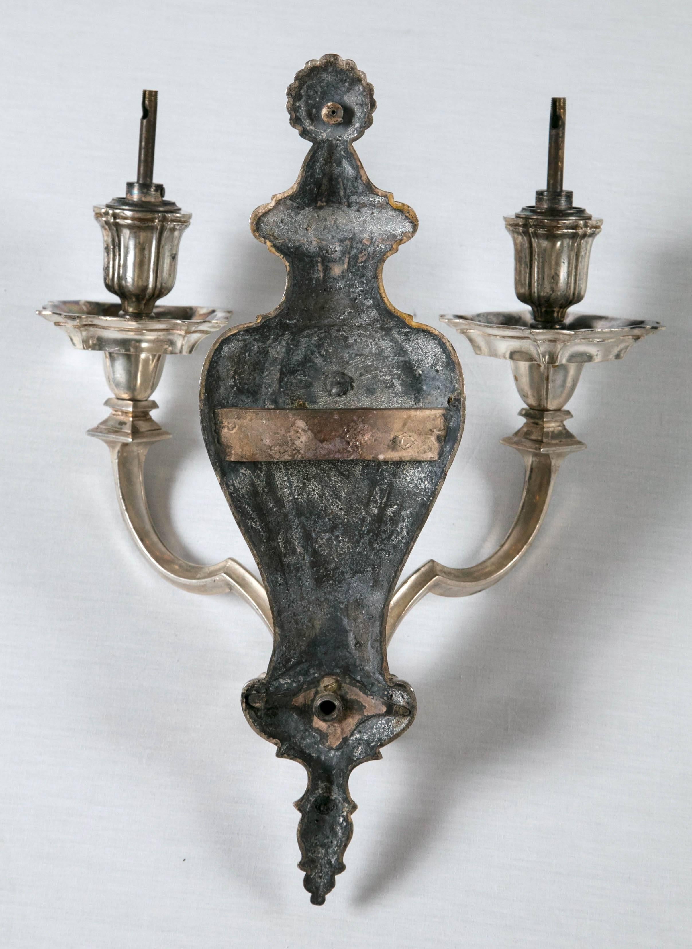 Caldwell Silver Plated Sconces, circa 1920s For Sale 1
