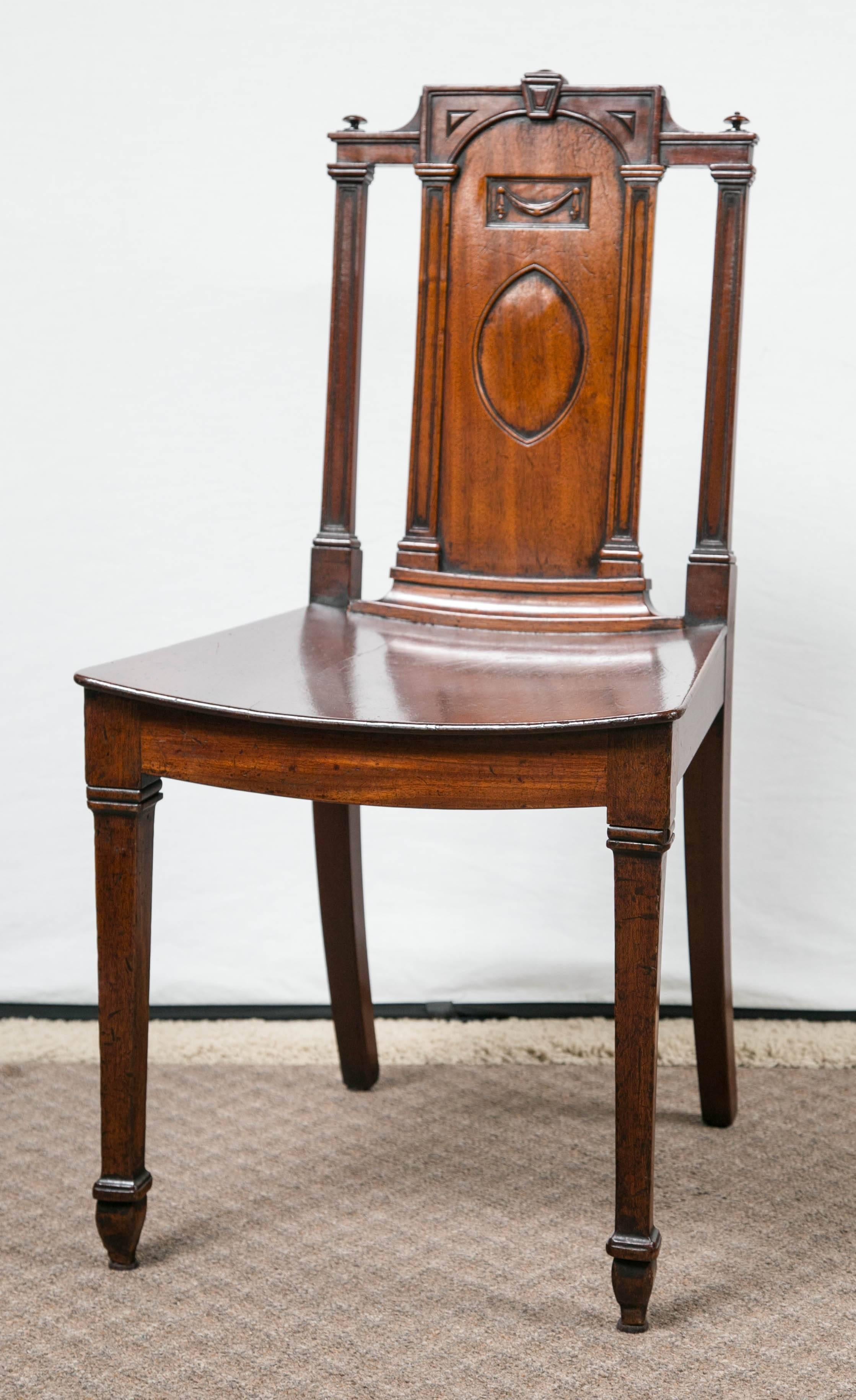 Lovely pair of George III hall chairs in mahogany great legs!