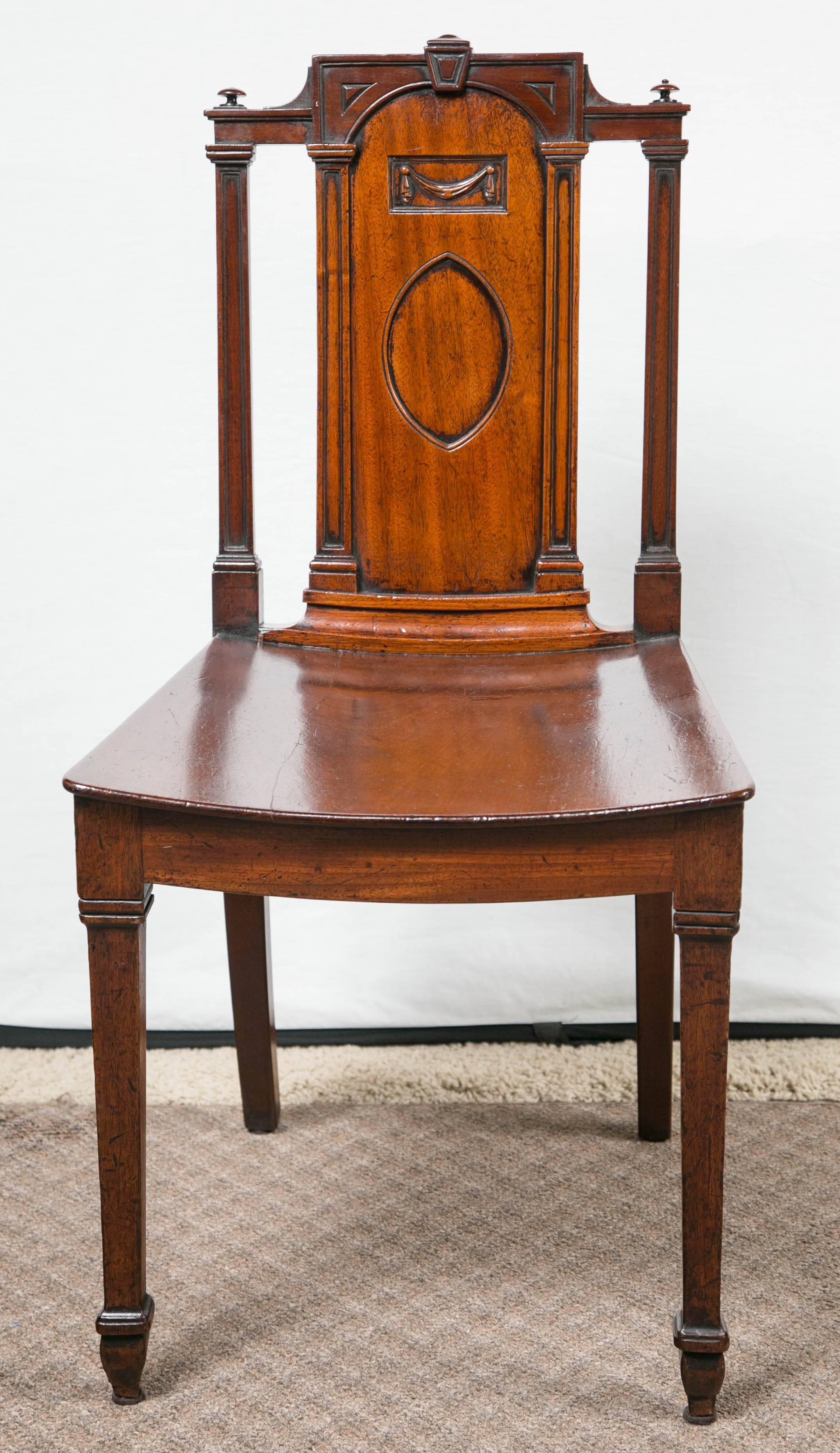 English Pair of George III Hall Chairs For Sale
