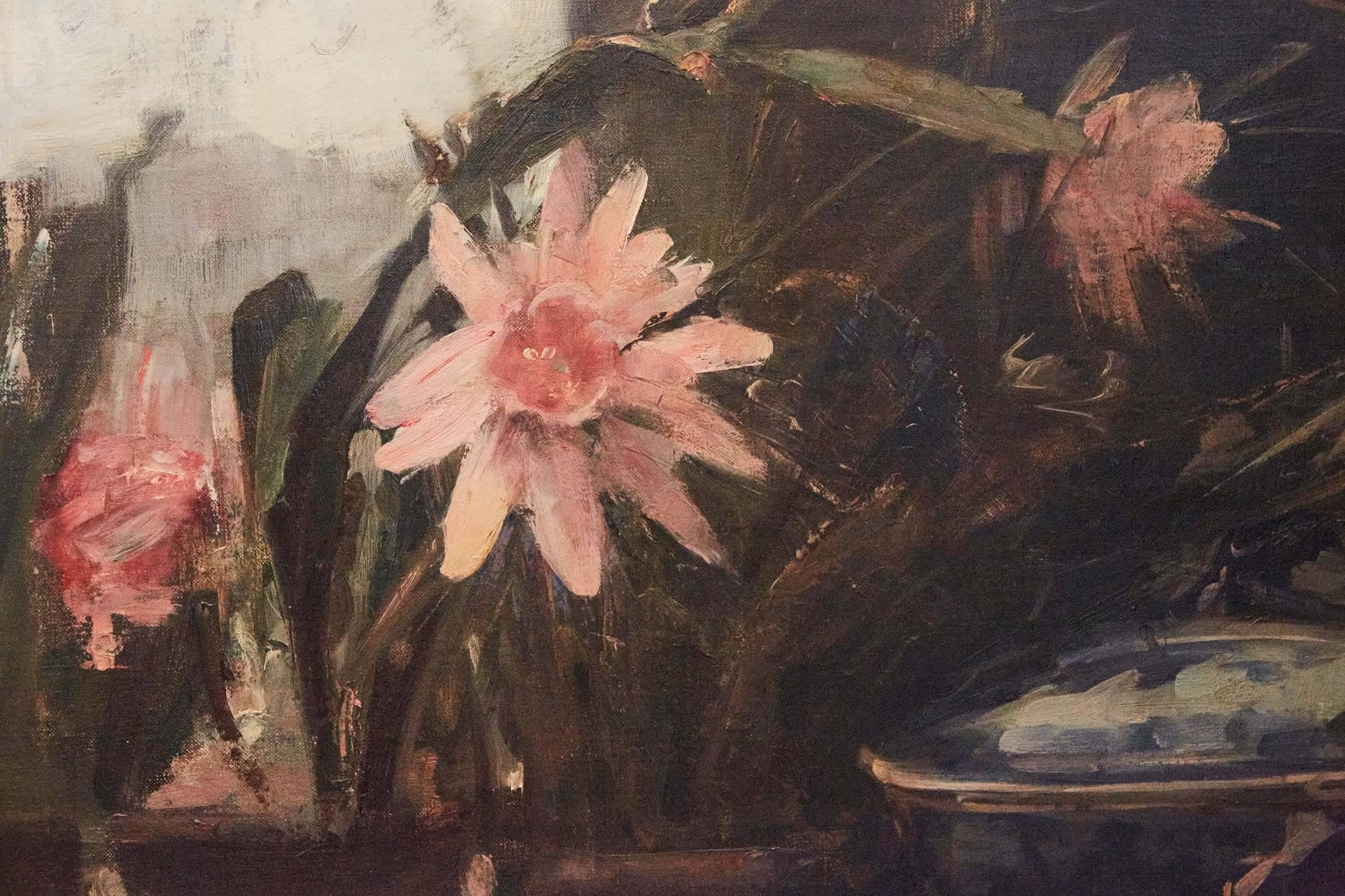 Still-Life 'Pink Flowers and Blue Tureen' by Herman Vedel, Denmark, 1924 1