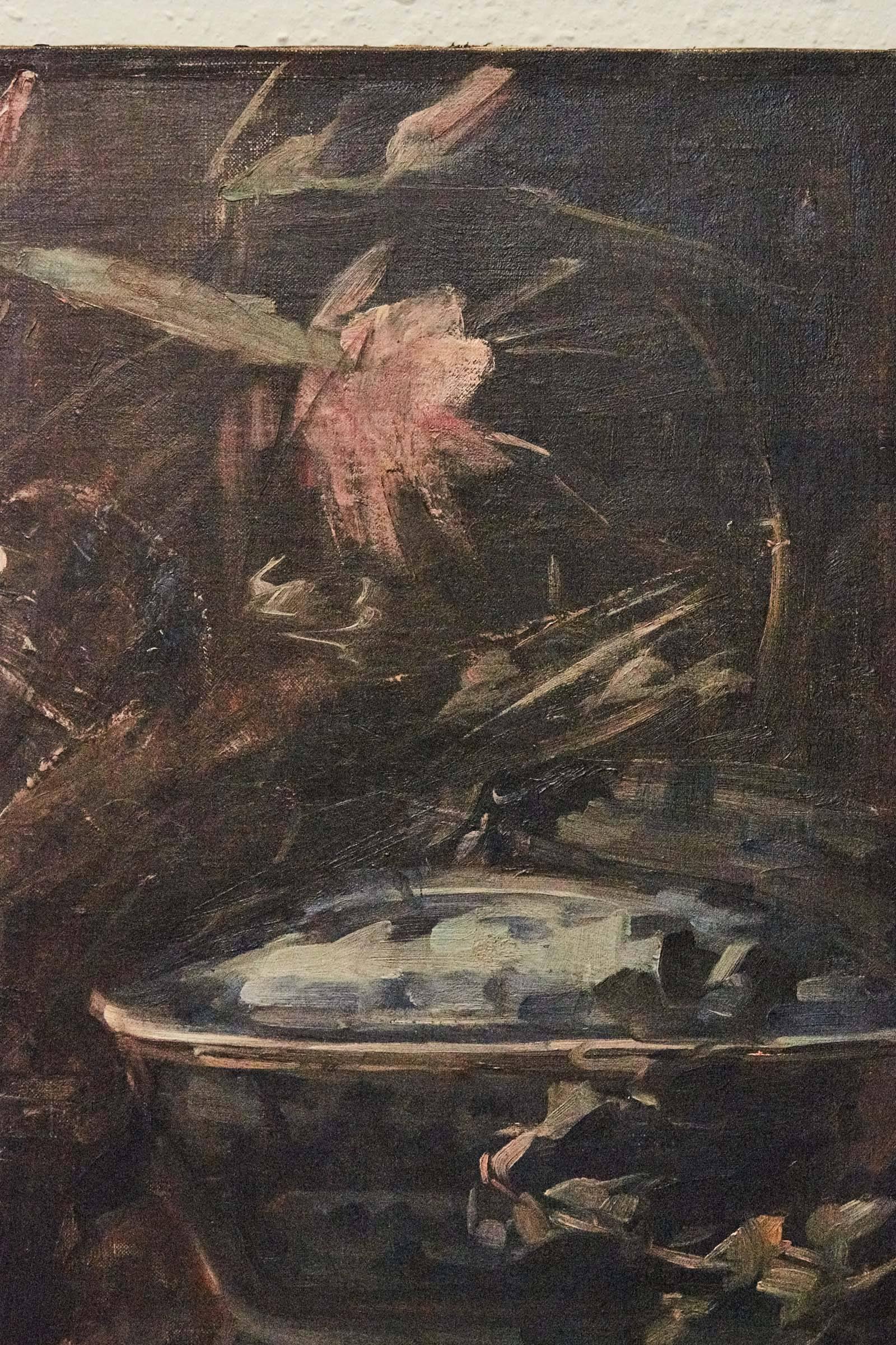 Still-Life 'Pink Flowers and Blue Tureen' by Herman Vedel, Denmark, 1924 2