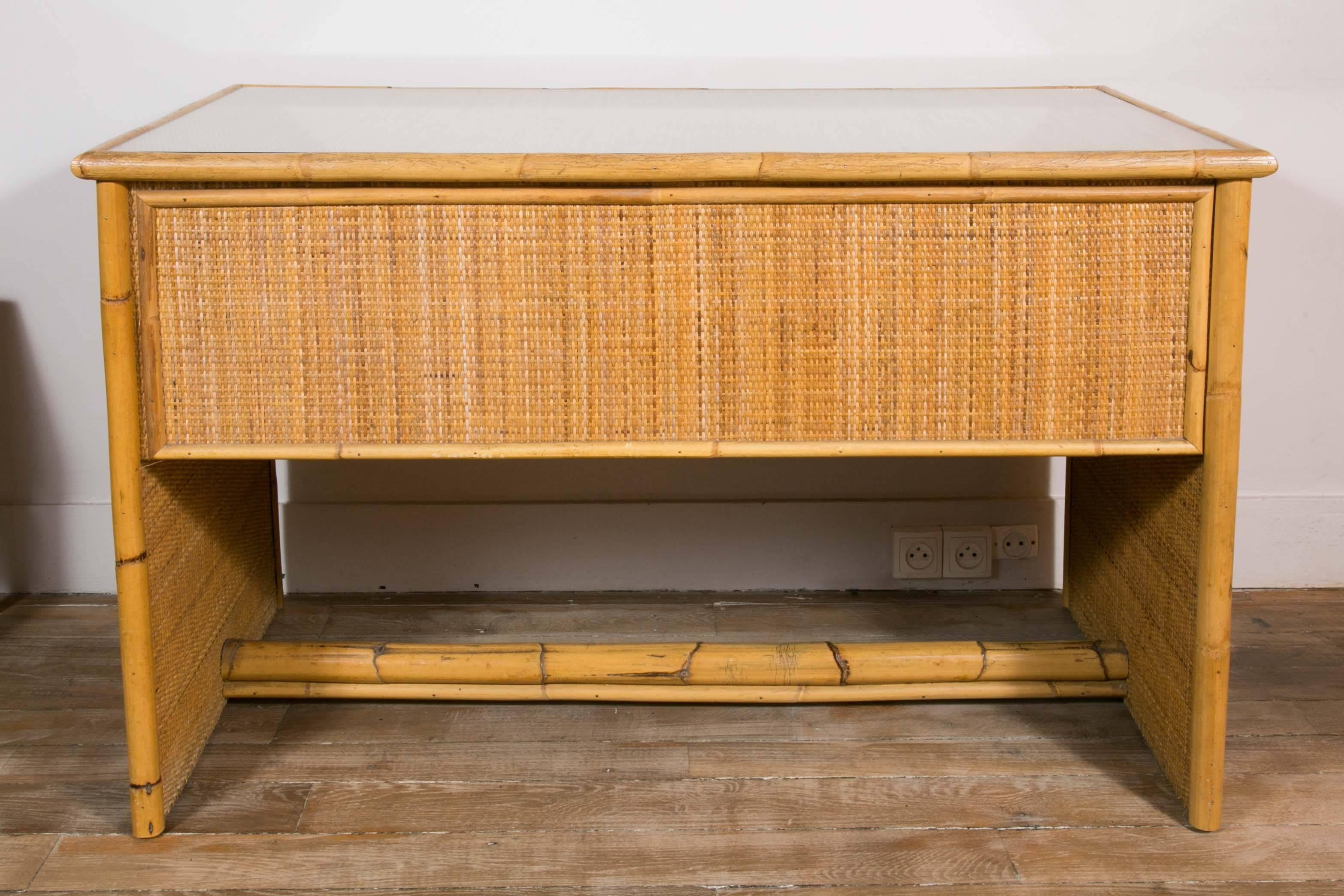 bamboo rattan desk