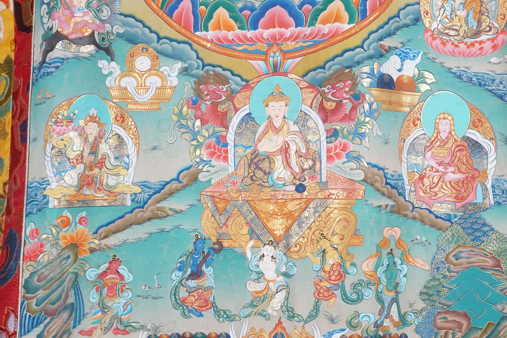 Hand-Painted on Silk Thankha, Modern, Tibet/China 1