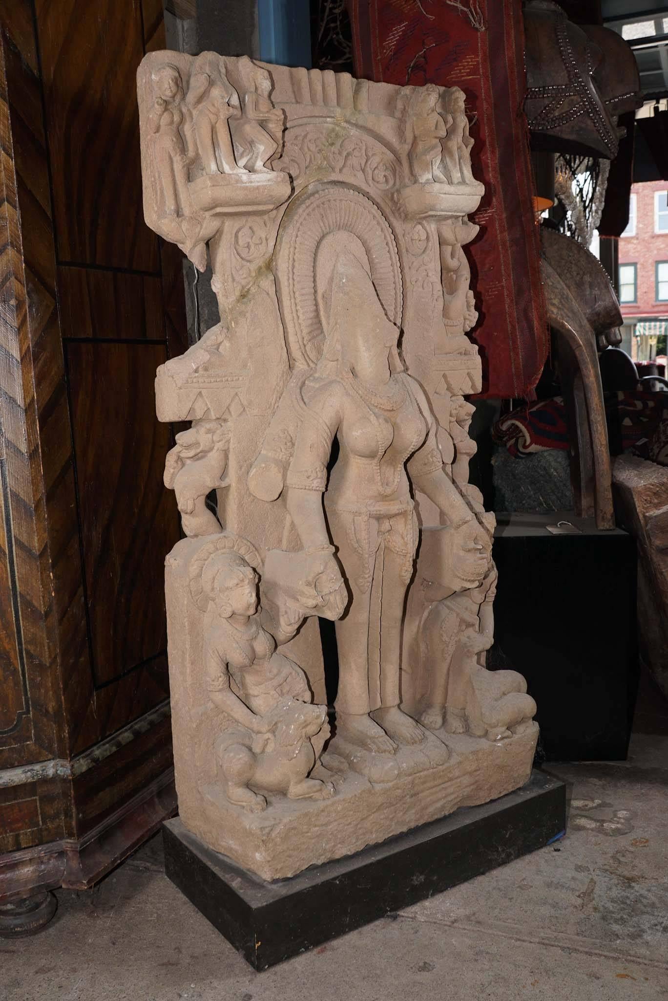 Carved 10th Century Indian Headless Goddess Sculpture