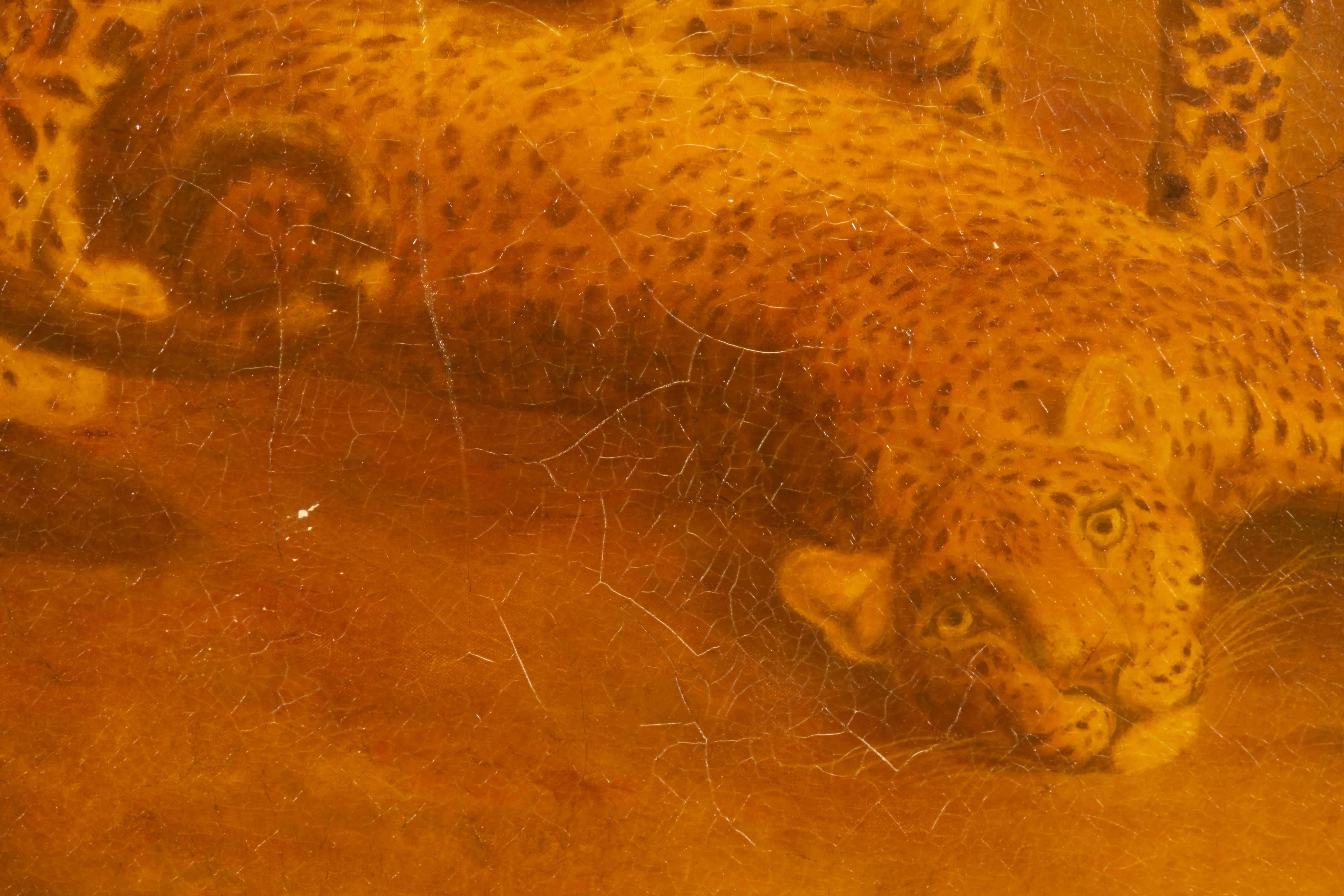 Contemporary Oil on Canvas Study of Jaguars In Good Condition For Sale In New York, NY