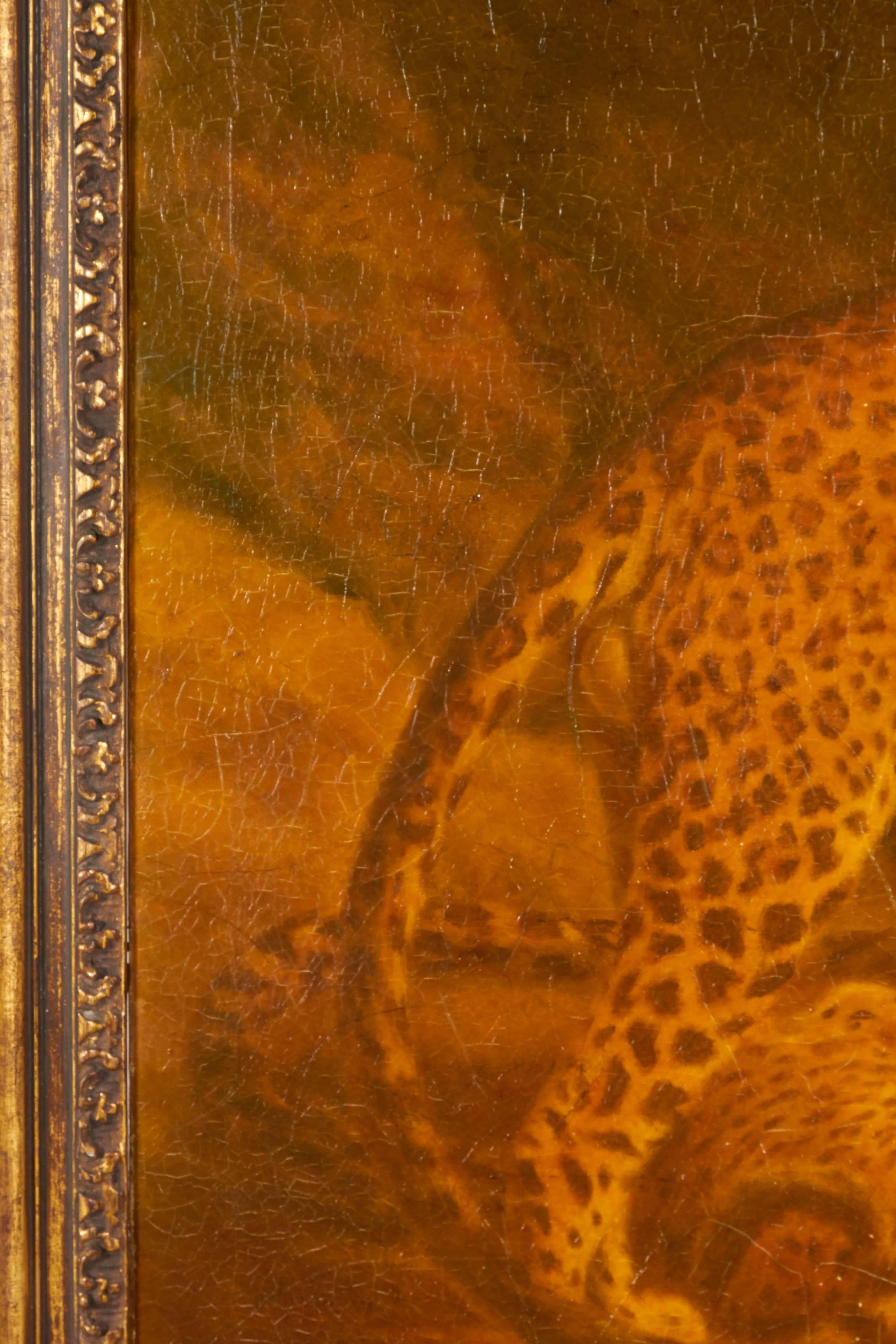 20th Century Contemporary Oil on Canvas Study of Jaguars For Sale