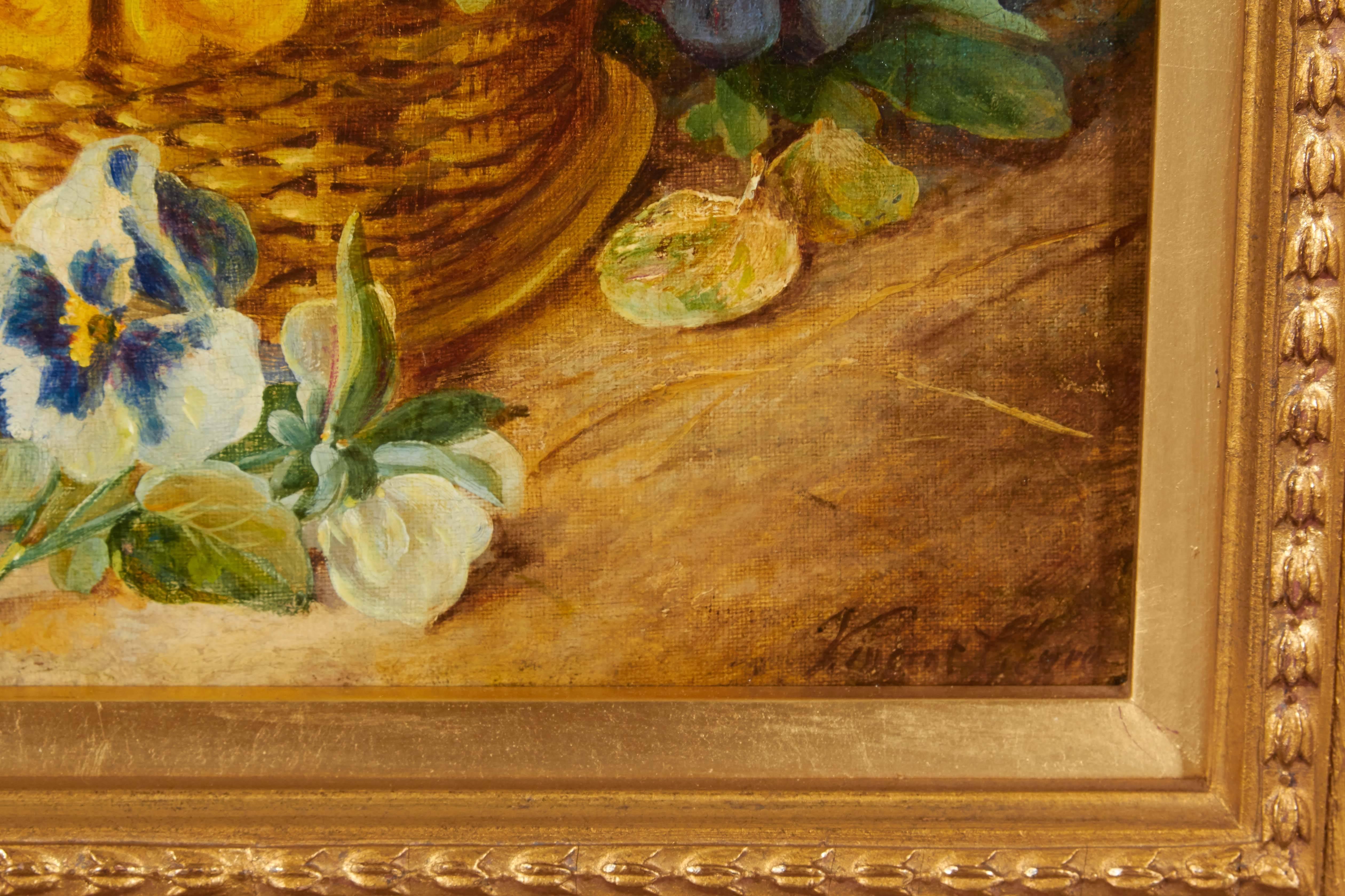 19th Century Floral Still Life on Canvas For Sale