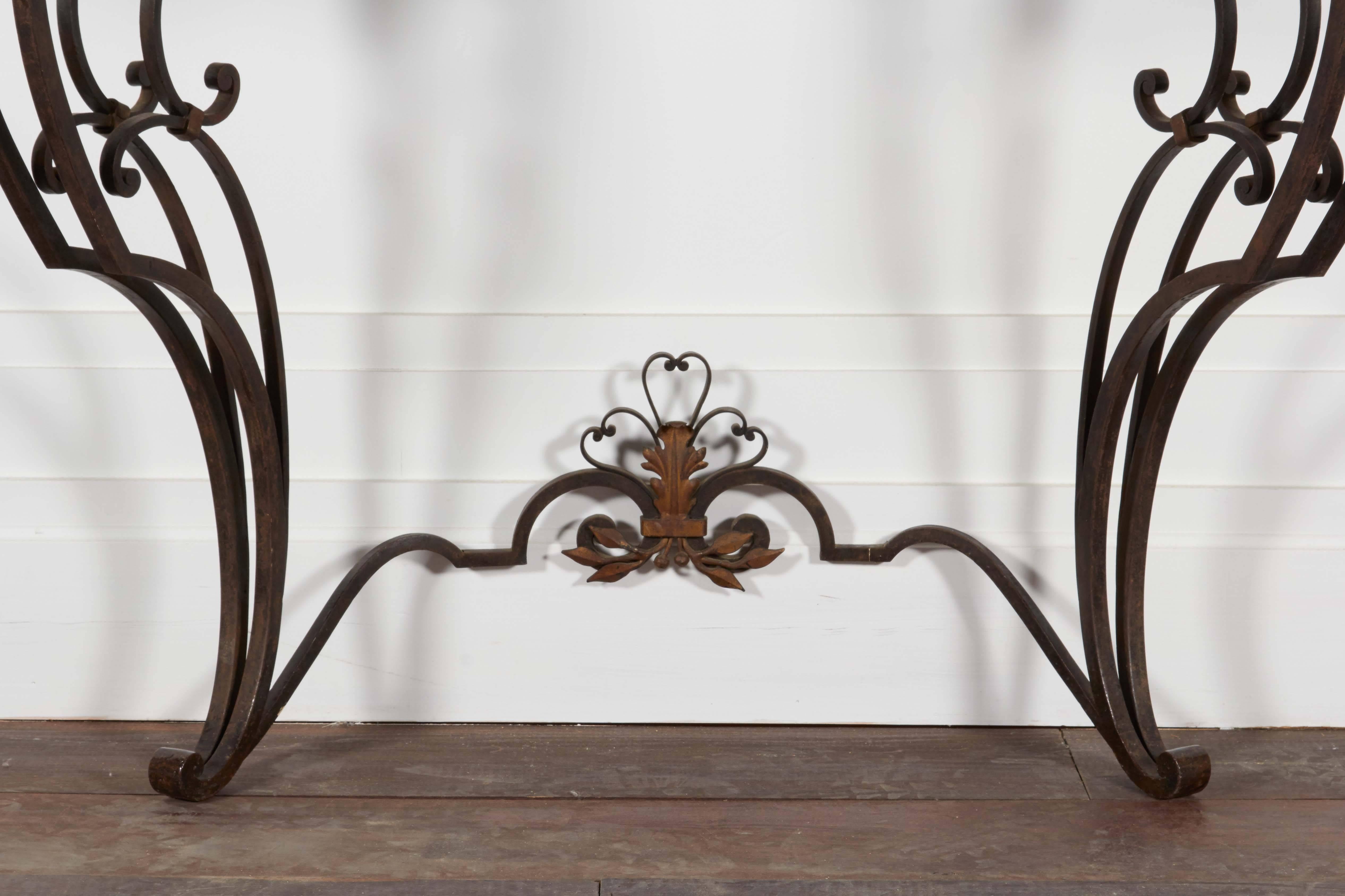 Louis XV Iron and Marble-Top Demilune Console For Sale