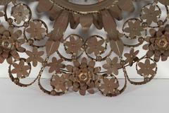 Round Cut Metal Floral Mirror