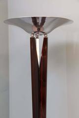 Torchiere Rosewood and Chrome Floor Lamp