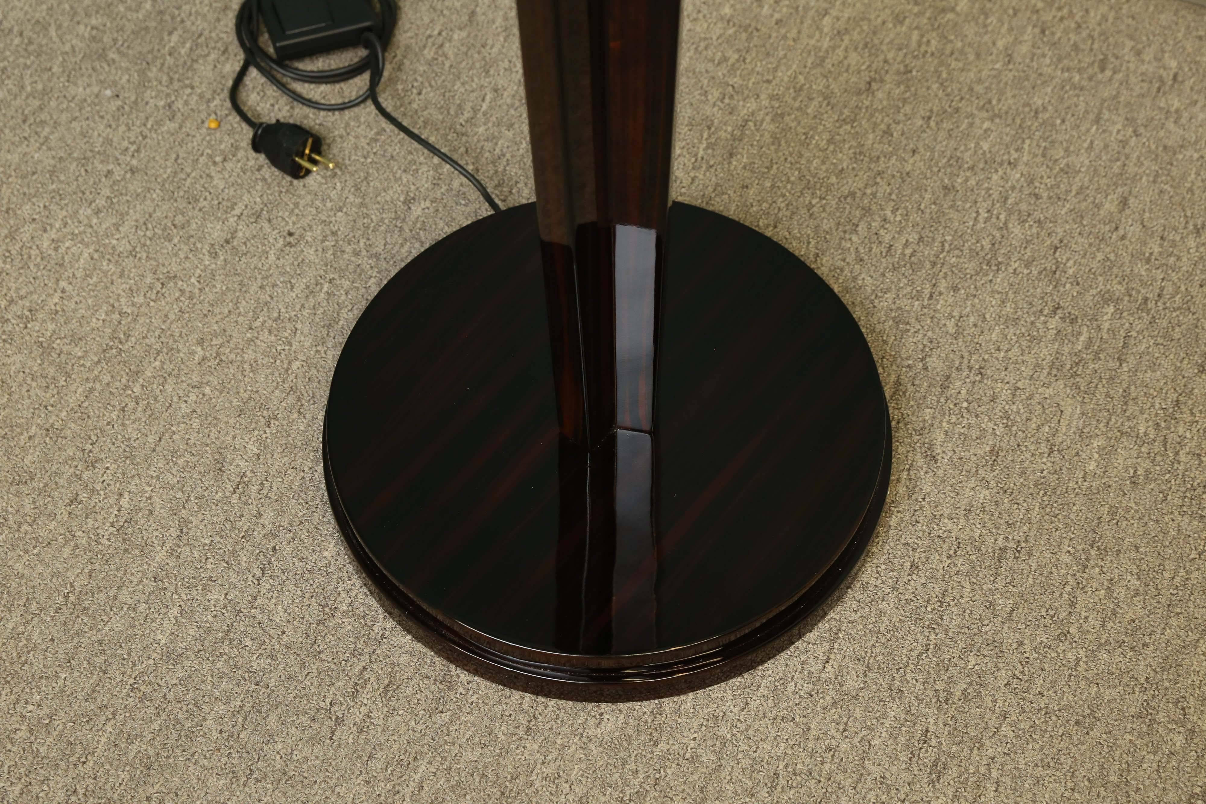 Art Deco Torchiere Rosewood and Chrome Floor Lamp
