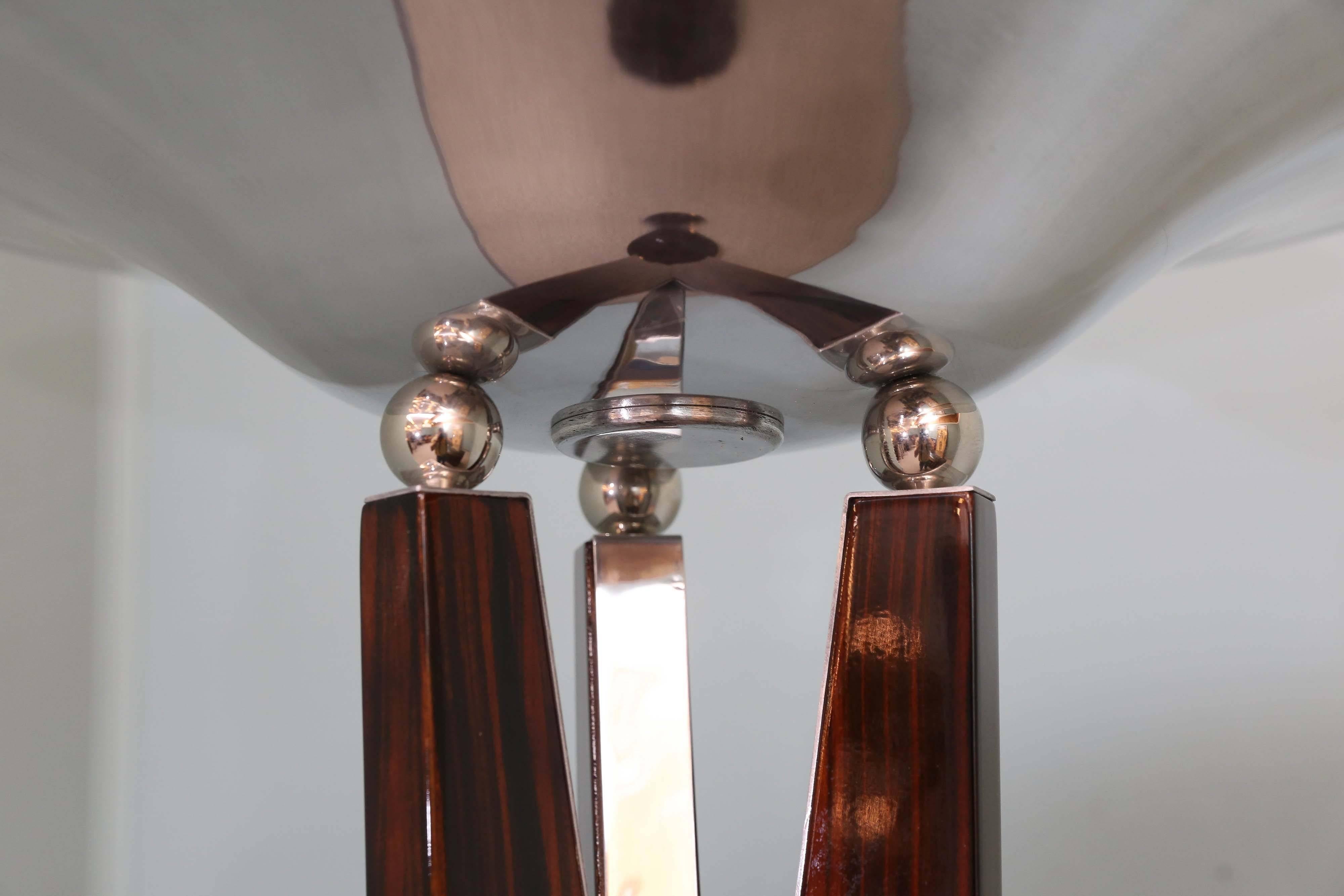 French Torchiere Rosewood and Chrome Floor Lamp