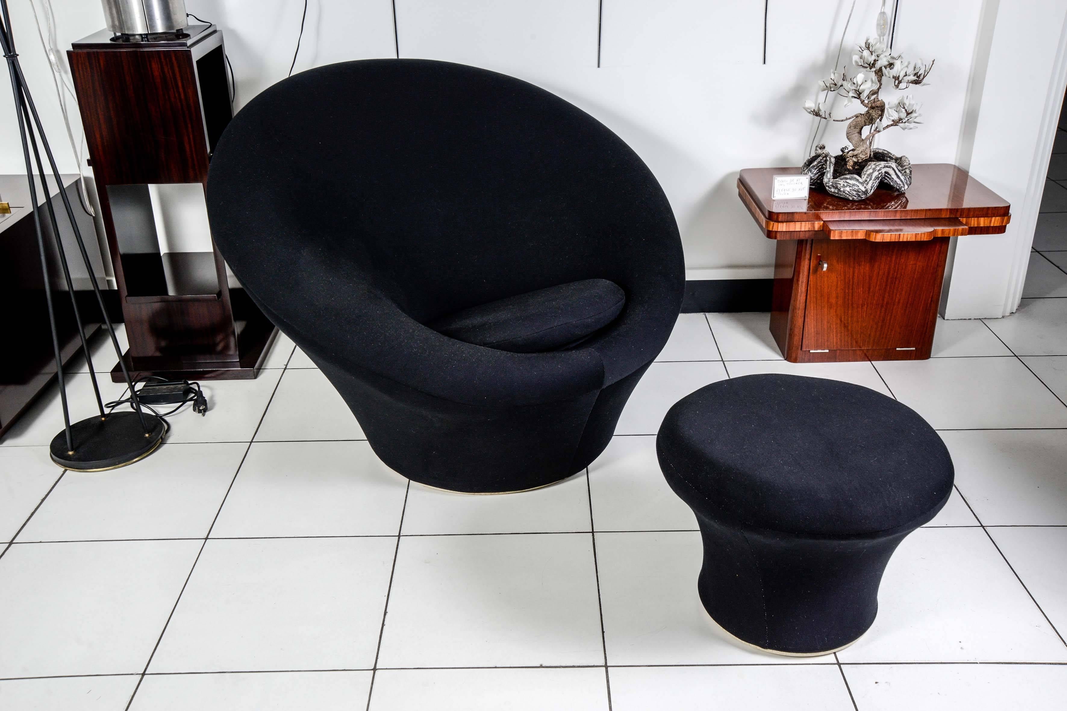 French Pierre Paulin Mushroom Chair and Ottoman, for Artifort, circa 1960