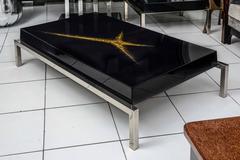 Beautiful Low Coffee Table, Black Lacquered, Maison Guerin, Paris, circa 1970
