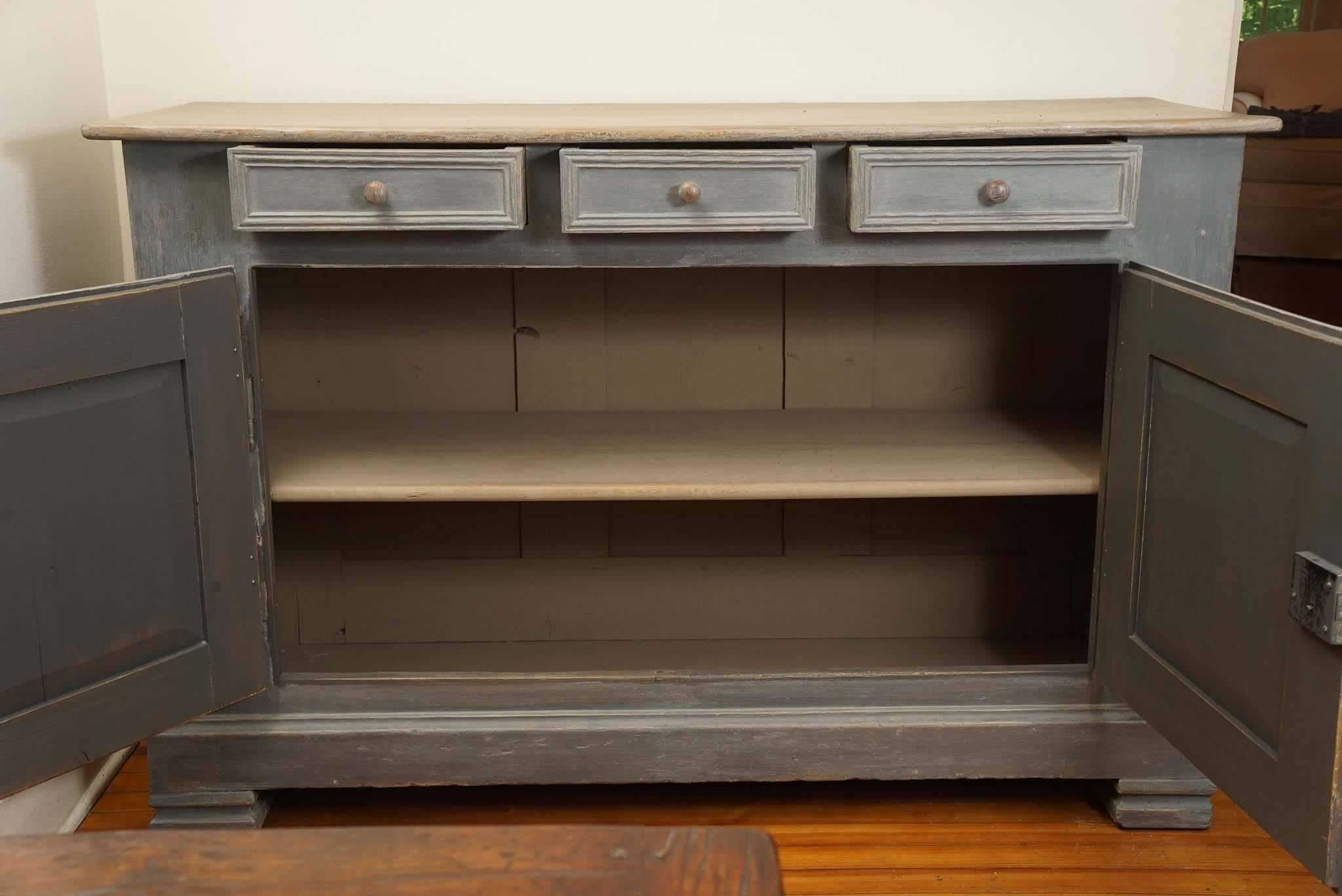Painted Three-Drawer, Two-Door Buffet In Excellent Condition In Sheffield, MA