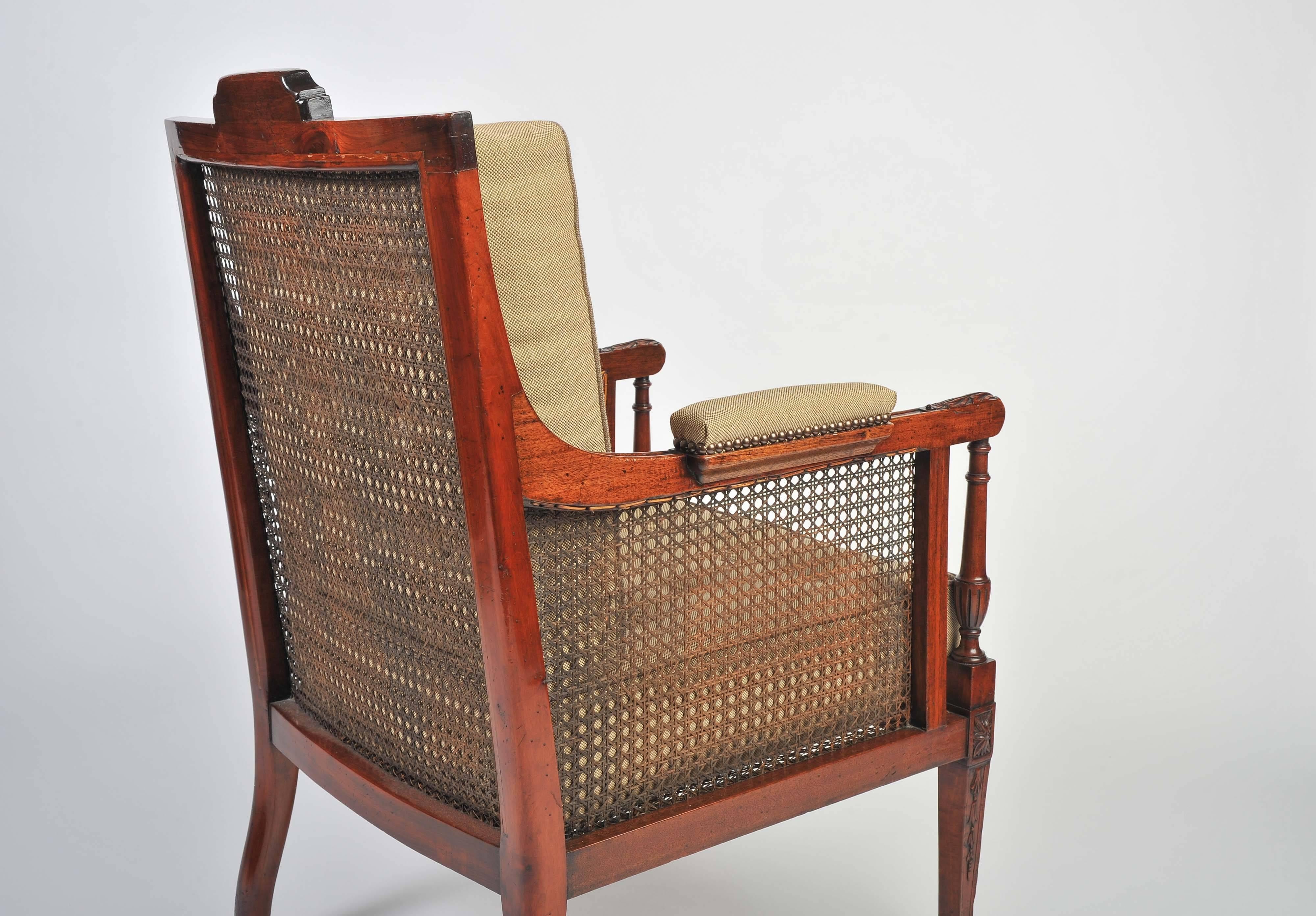 Pair of 19th Century Mahogany Caned Library Chairs 1