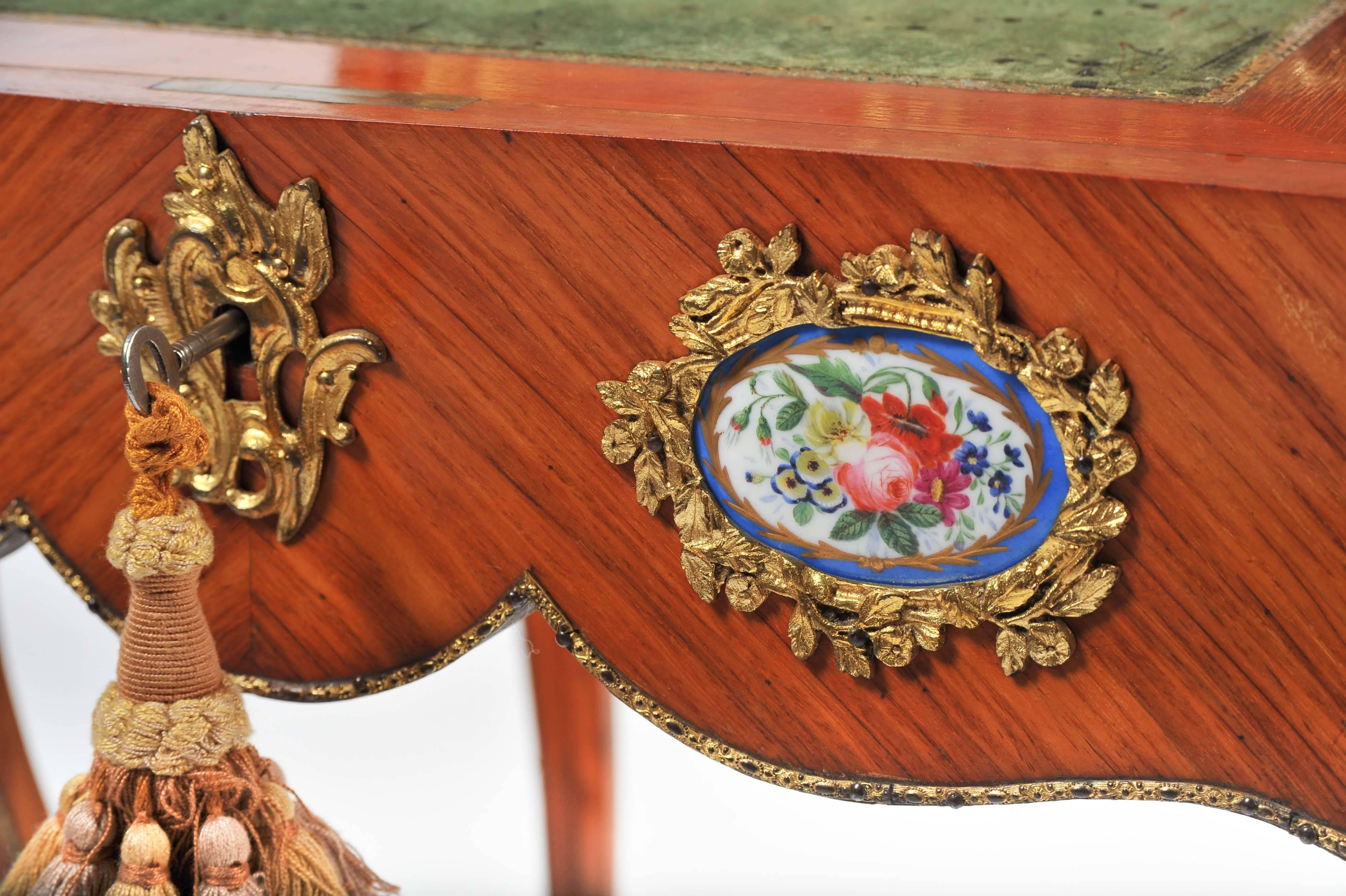 Mid-19th Century French Writing Table, Cabinet On Stand with Ormolu Mounts, Mid 19th Century